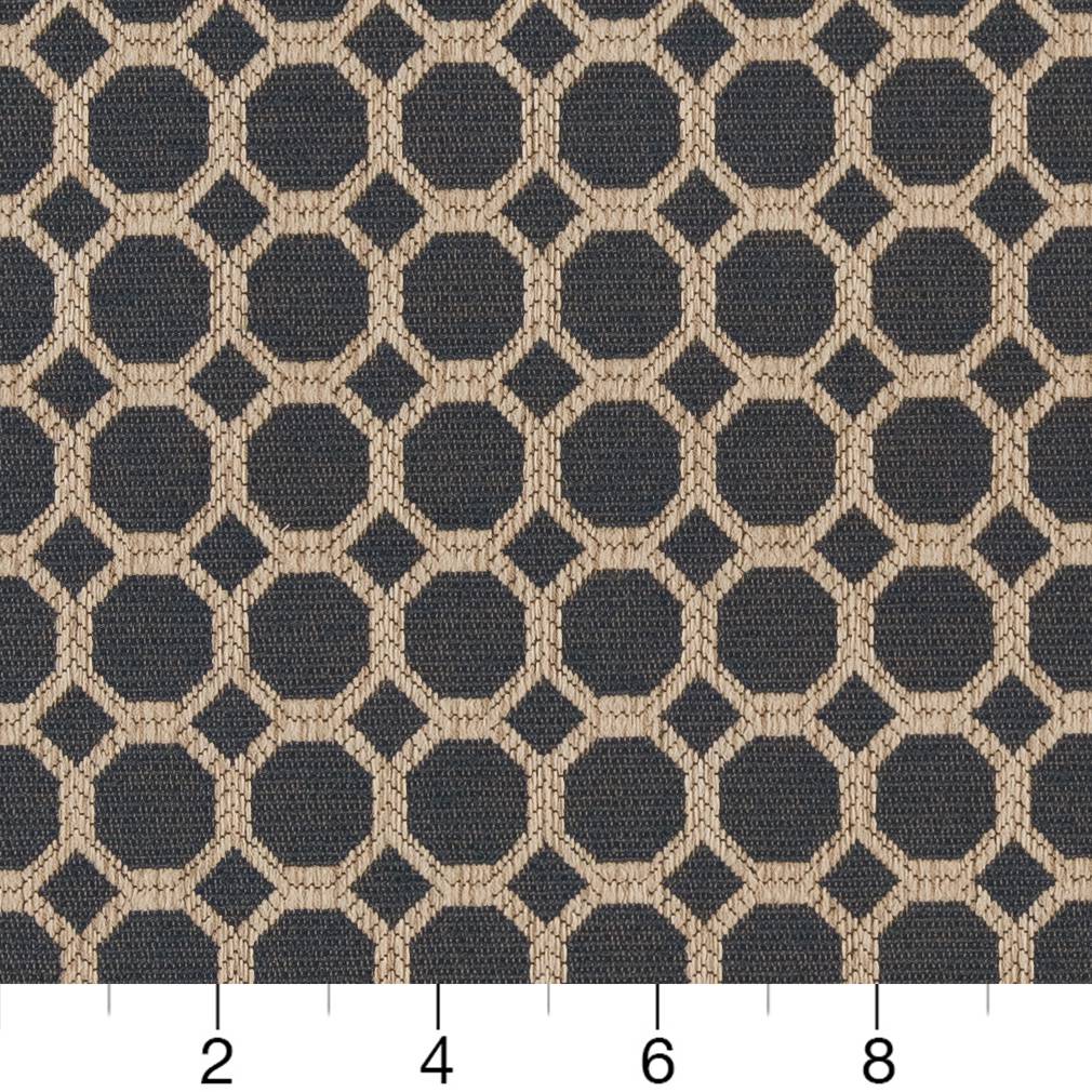 Indigo Honeycomb - Blue Abstract & Geometric Upholstery Fabric 54 Inches"