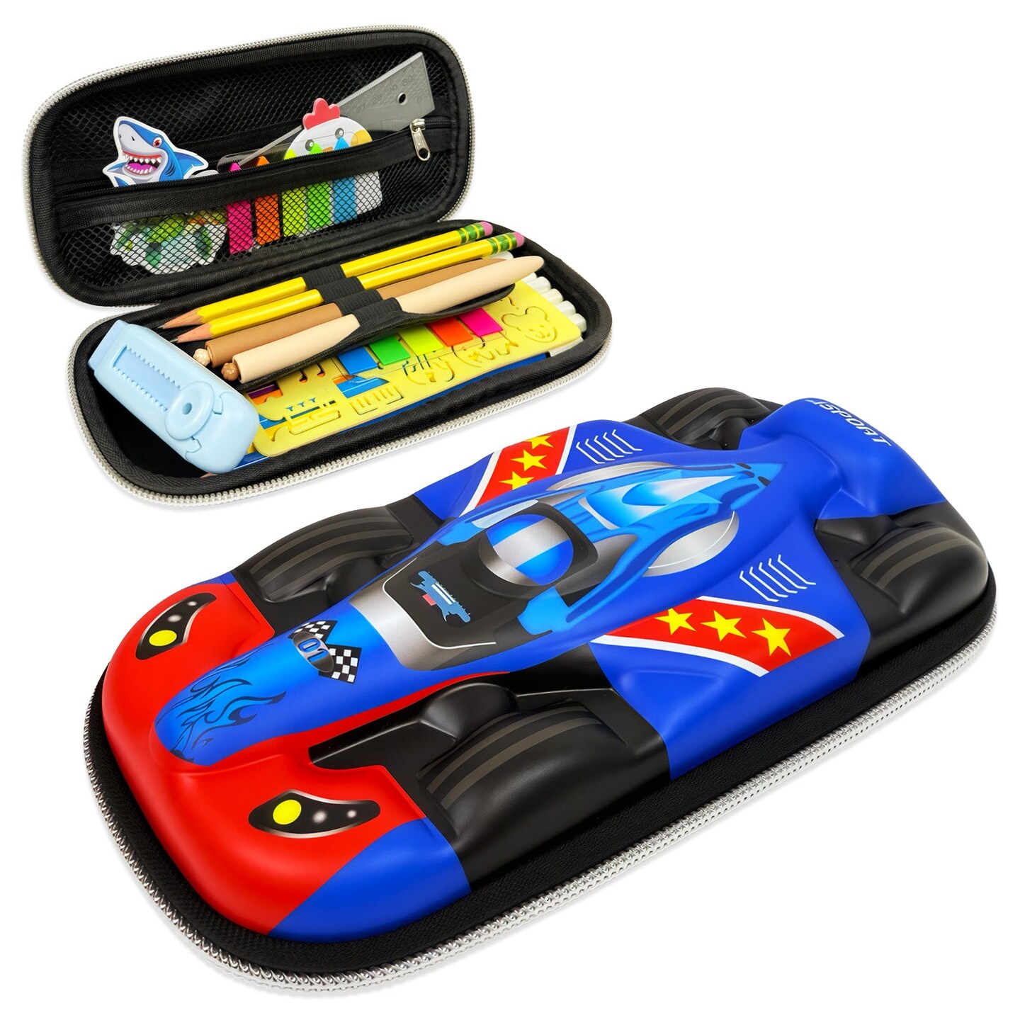 Wrapables 3D Sports Car Hard Shell Pencil Case, EVA Pencil Storage Box for Stationery Tools