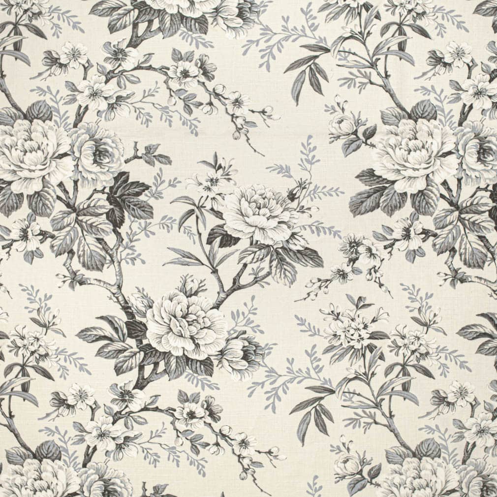 Upholstery Fabric - Black,Grey & Silver Floral Upholstery Fabric 54 Inches"