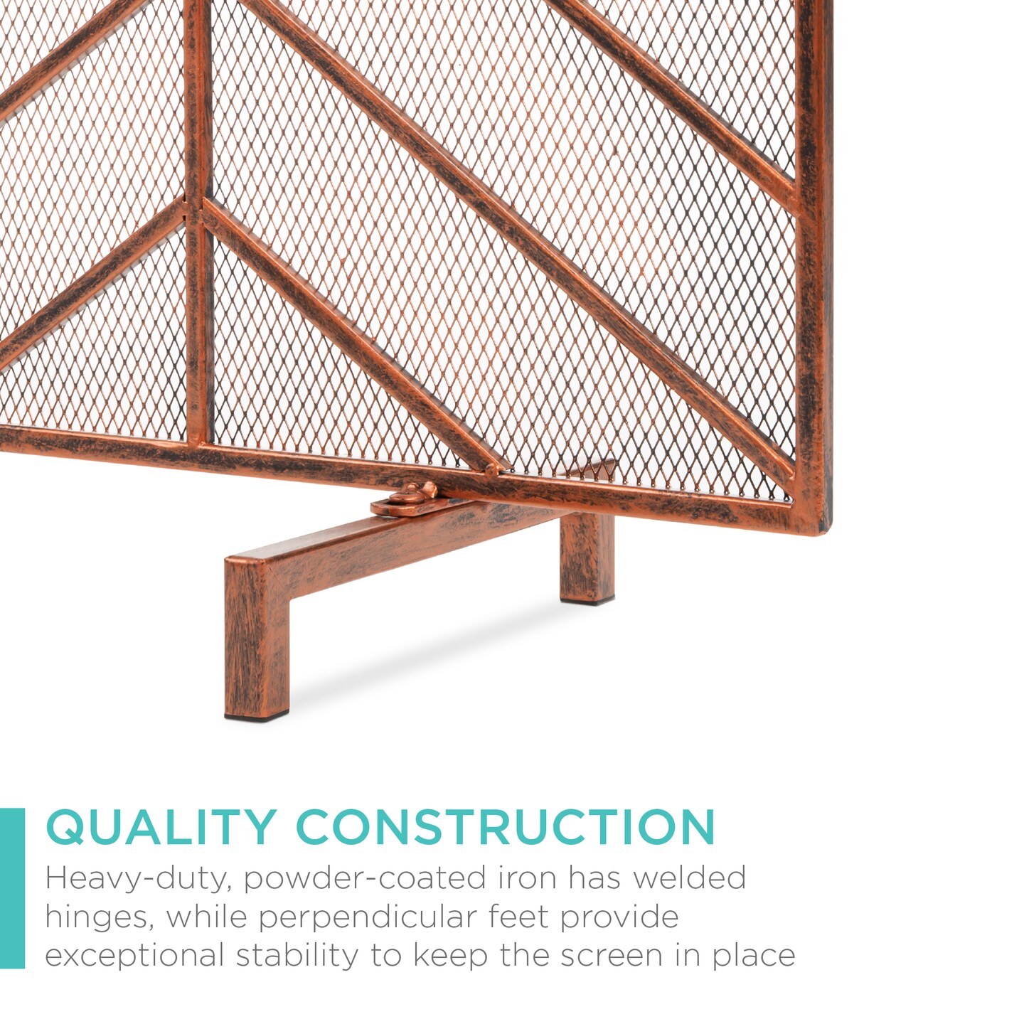 Best Choice Products 38x31in Single Panel Handcrafted Iron Chevron Fireplace Screen w/ Distressed Finish