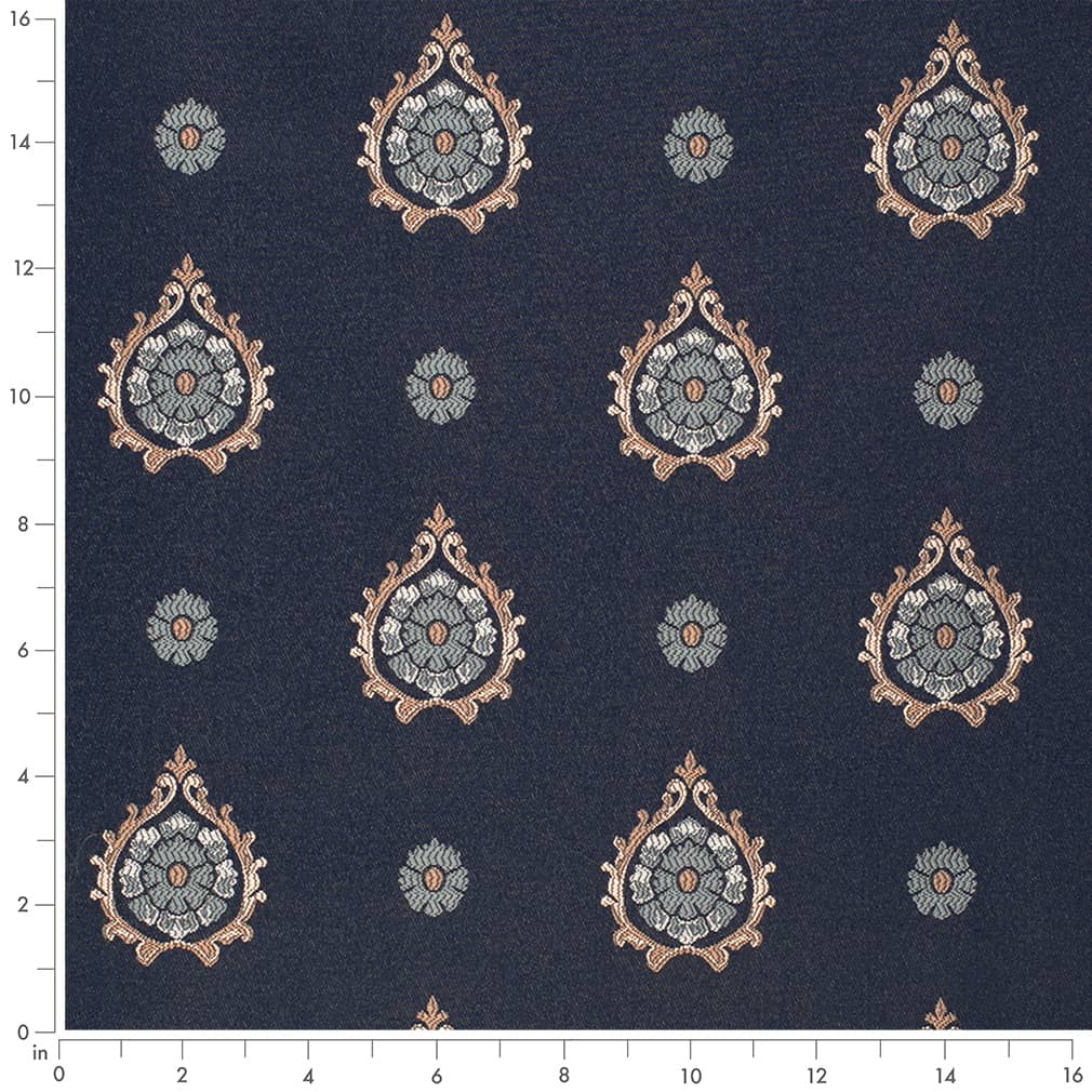 Aurora Navy - Blue Abstract & Geometric Upholstery Fabric 54 Inches"