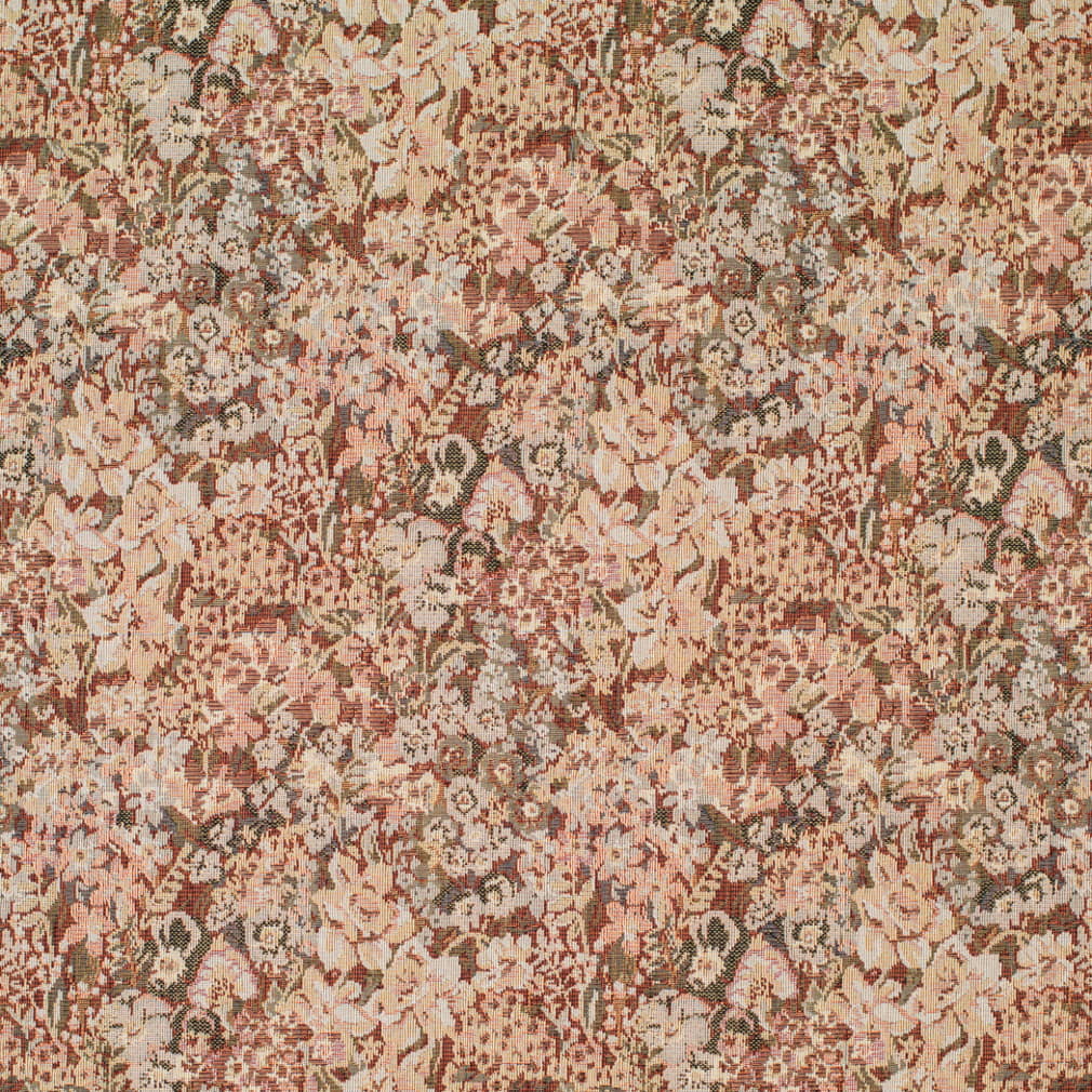 Rosewood - Orange & Rust,Red & Burgundy Floral Upholstery Fabric 54 Inches"