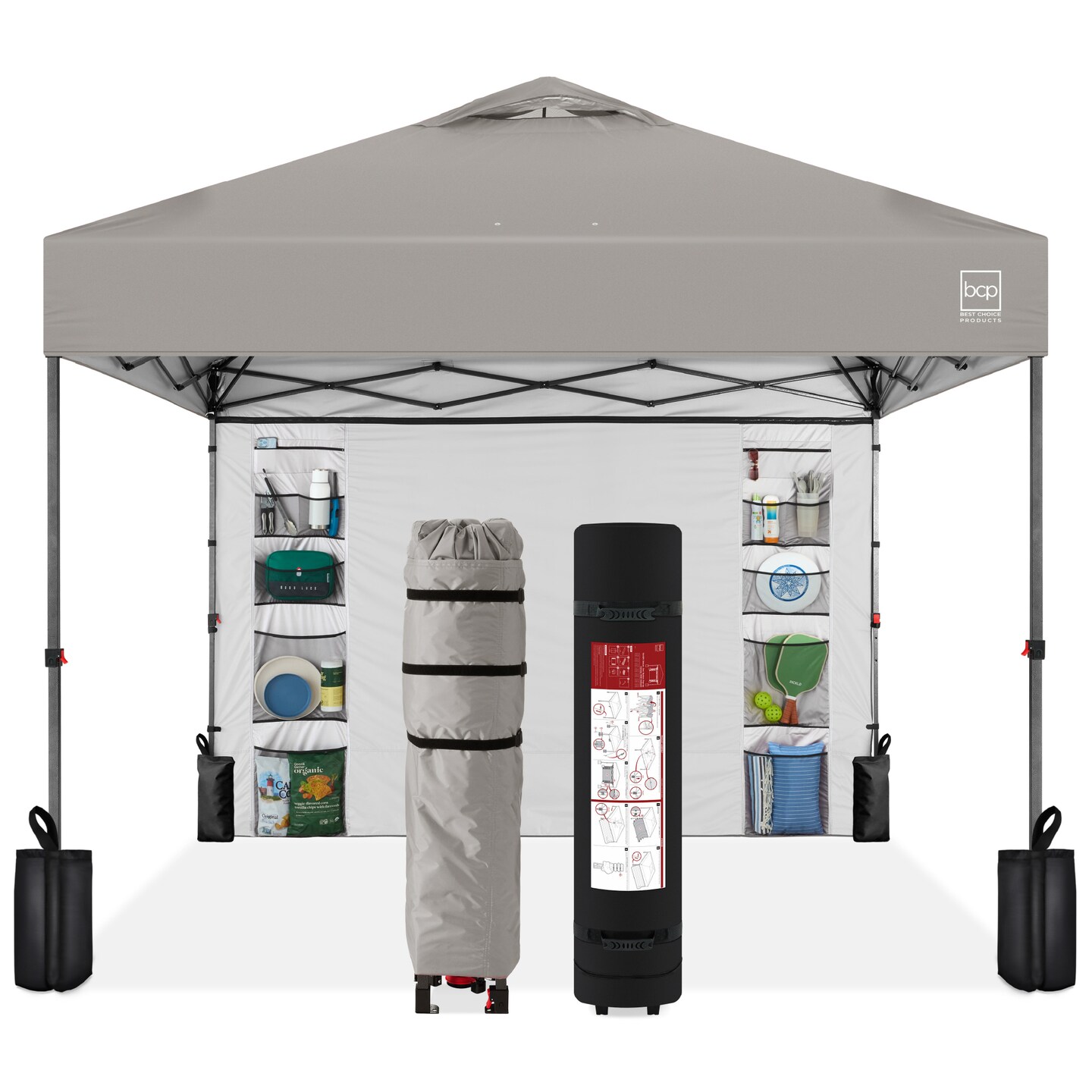 Best Choice Products 10x10ft Easy Setup Pop Up Canopy, Portable Tent w/ Side Wall, 1-Button Push, Case