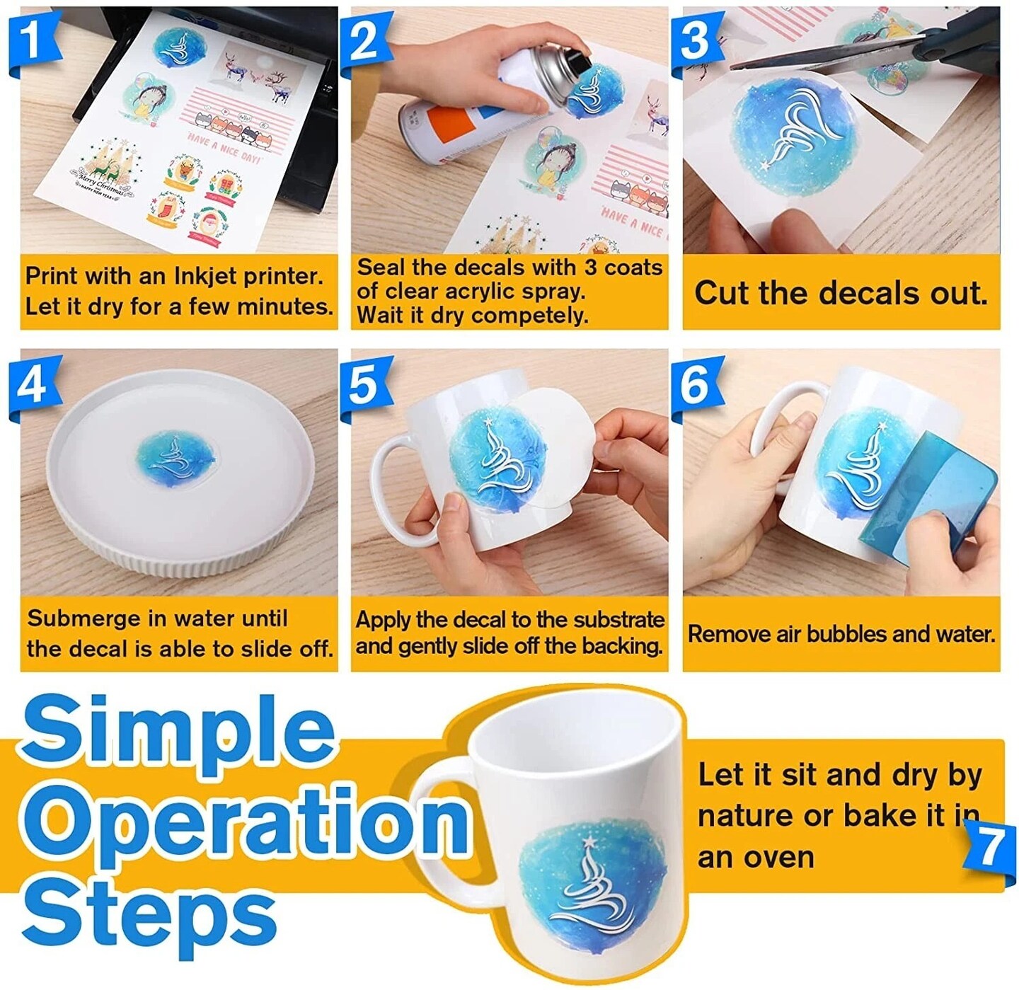 A-SUB Waterslide Decal Paper for Inkjet, Clear 8.5" x 11", 20 Sheets