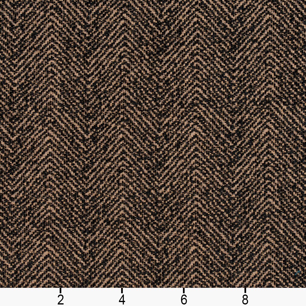 Walnut - Black Herringbone & Chevron Upholstery Fabric 54 Inches"