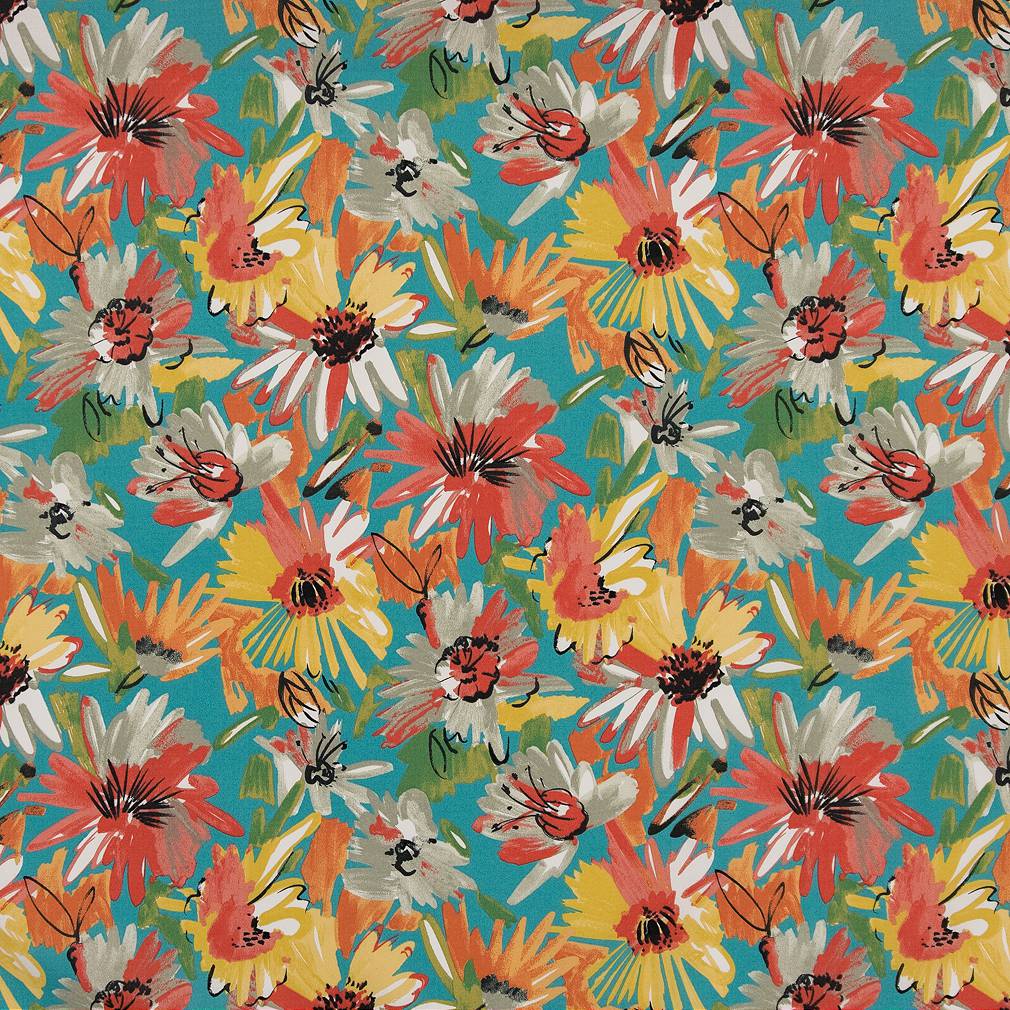 Newport - Aqua & Teal,Coral & Peach,Red & Burgundy Floral,Tropical & Botanical Upholstery Fabric 54 Inches"
