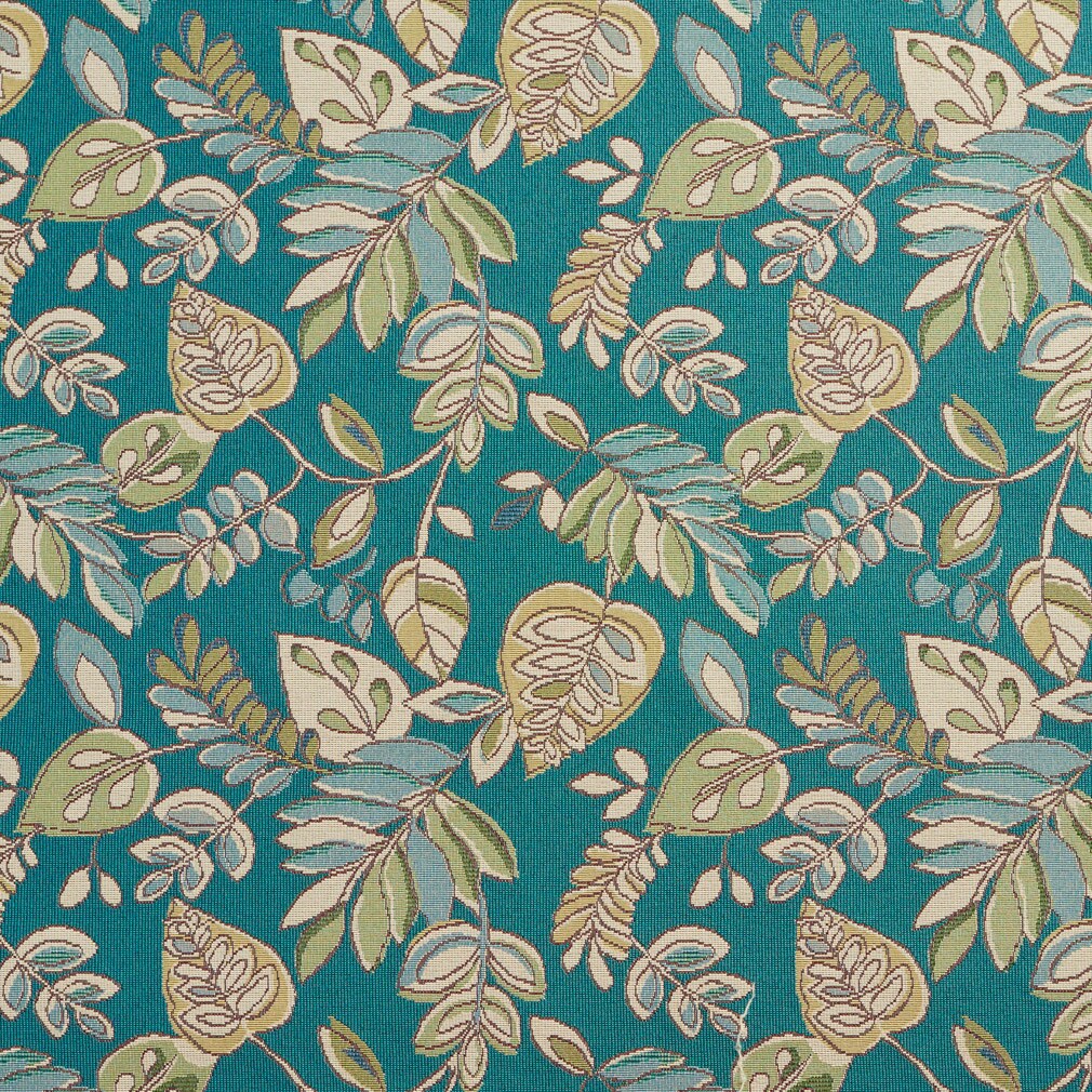Upholstery Fabric - Aqua & Teal Leaves,Tropical & Botanical Upholstery Fabric 54 Inches"