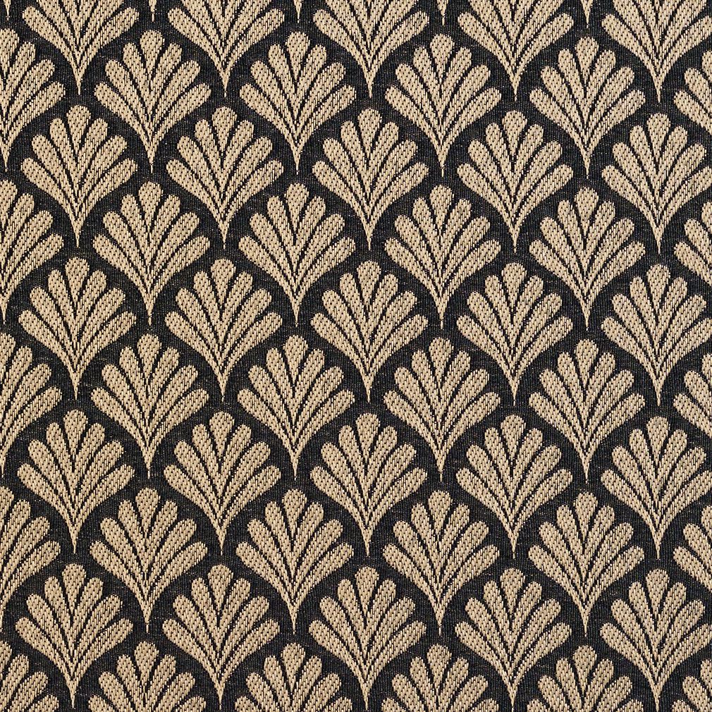 Onyx/Fan - Black Abstract & Geometric,Small Scale Upholstery Fabric 54 Inches"
