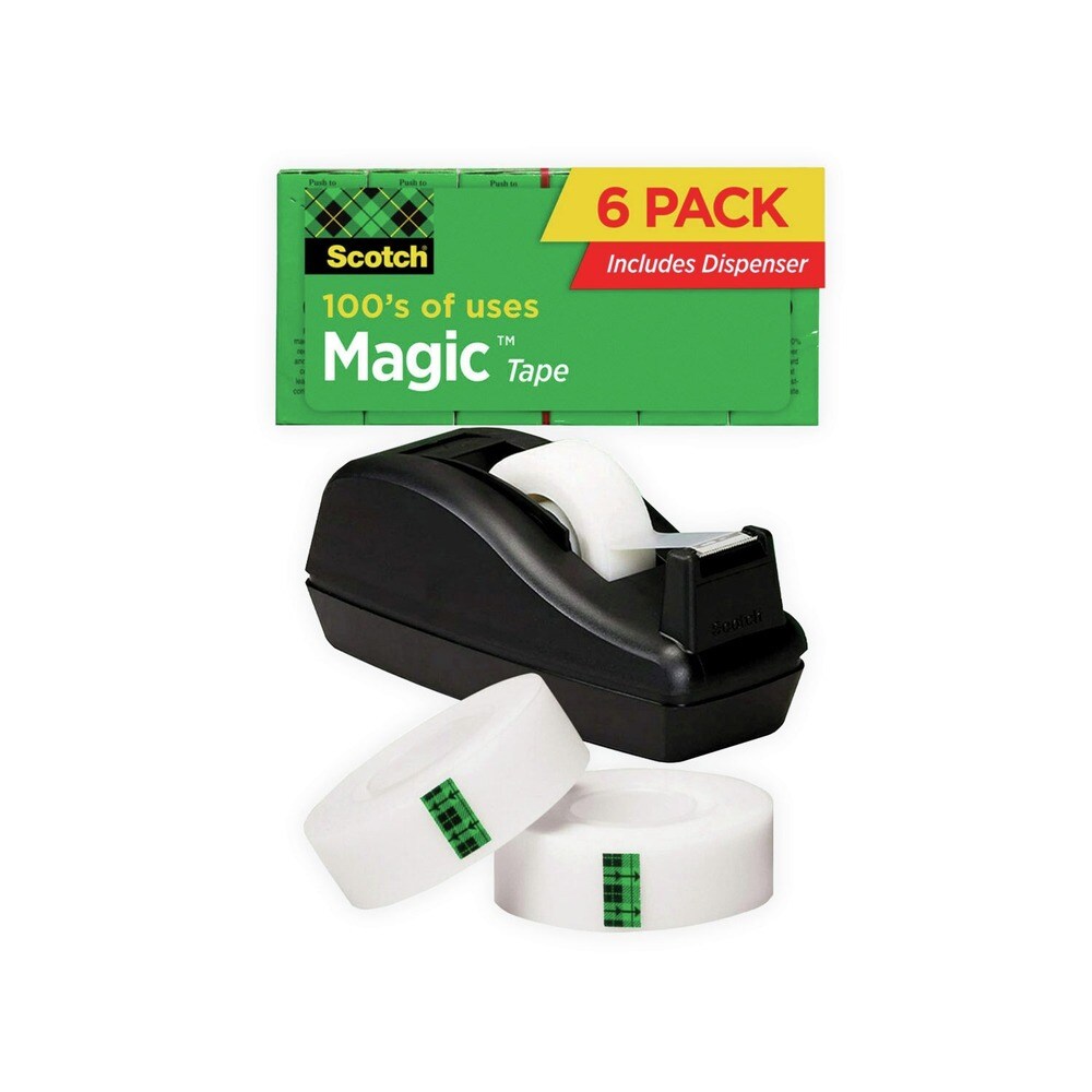 Scotch Magic 0.75 in. x 83.33 ft. 1 in. Core Tape Desktop Dispenser Value Pack - Clear (6/Pack)