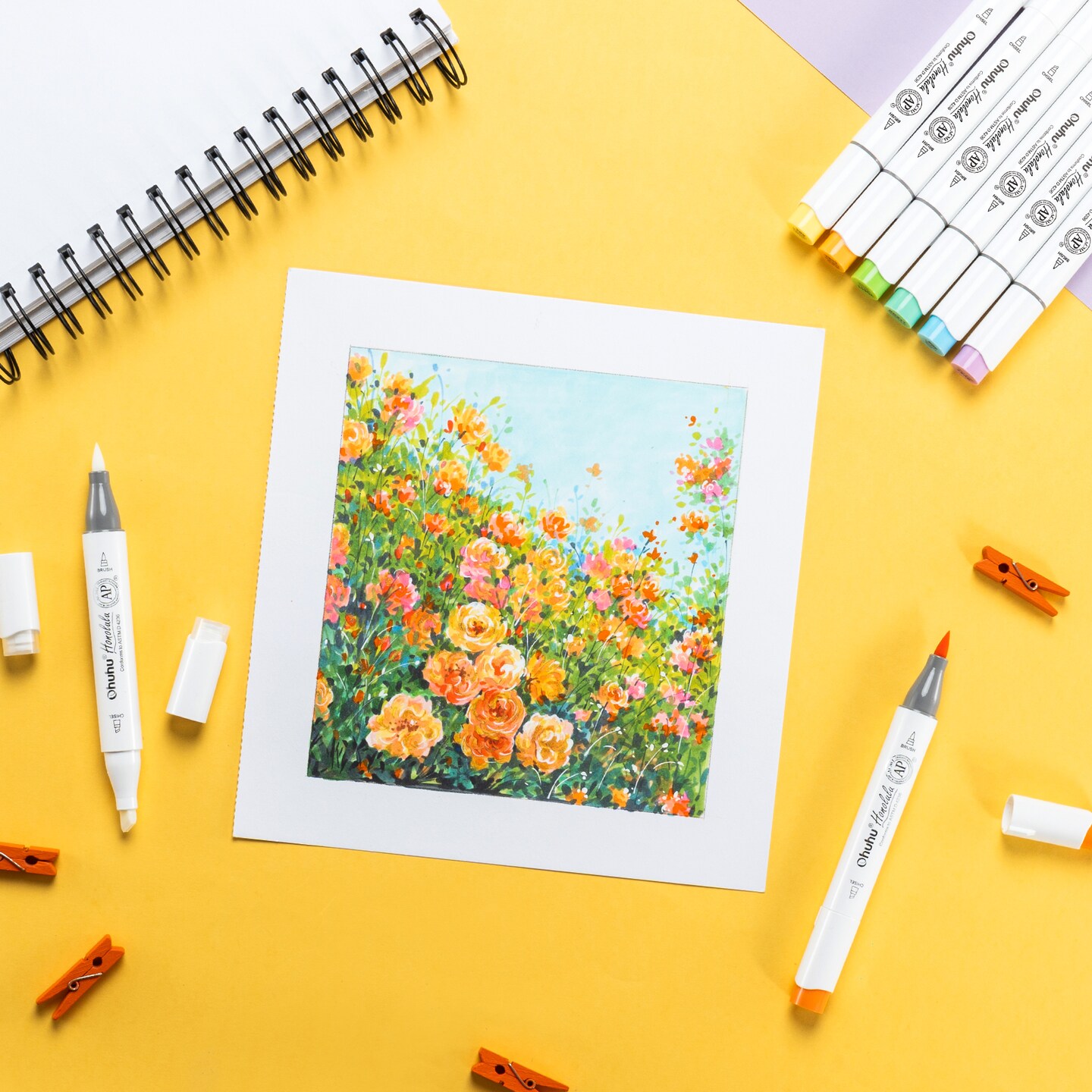 Ohuhu 48 Mid-Tone Alcohol Markers - Dual Tip Art Markers - Honolulu/ Honolulu B