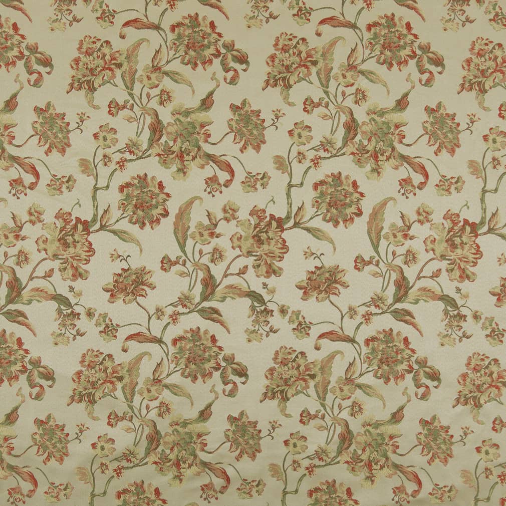 Garden Cecile - Coral &#x26; Peach Floral Upholstery Fabric 54 Inches&#x22;