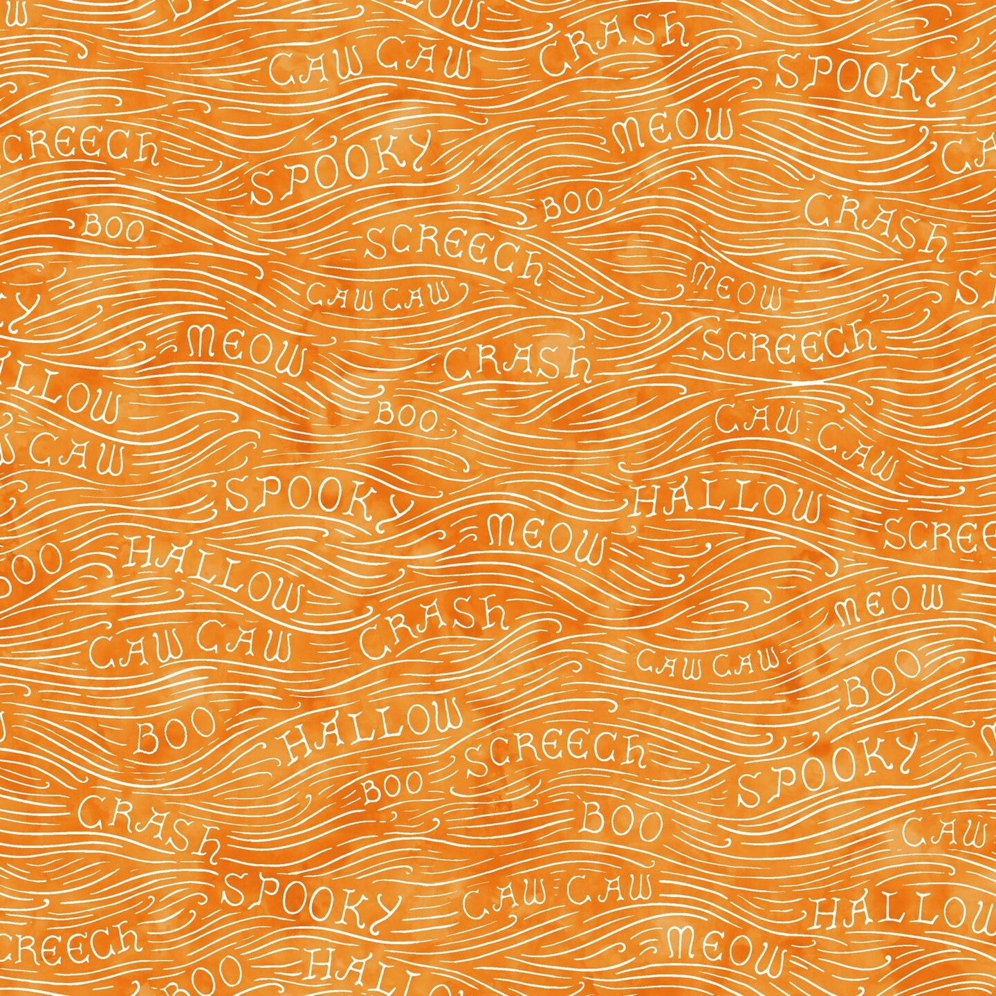 Maywood Studio Halloween Spooky Hollow Wavy Text on Orange 100% Cotton Fabric By the Yard