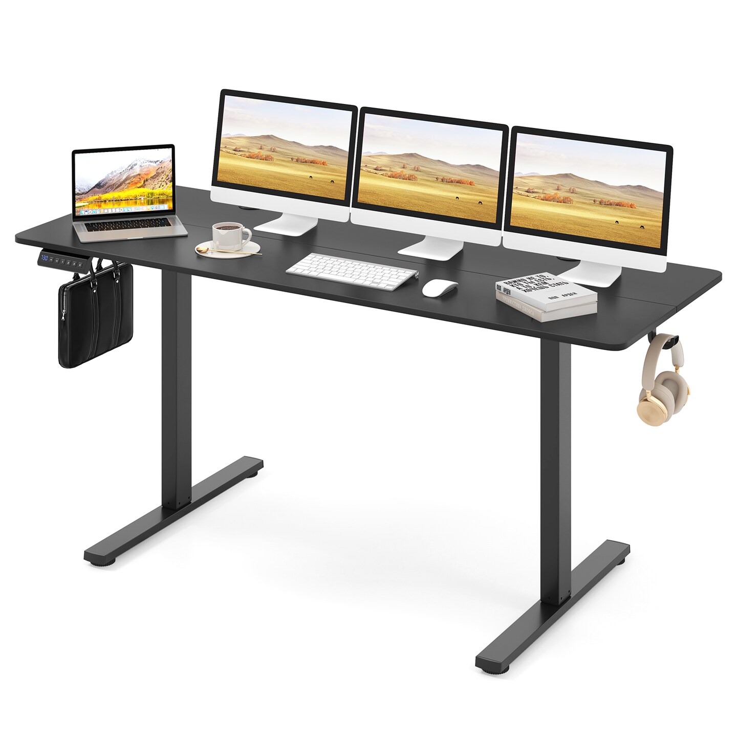 63” Electric Standing Desk Adjustable Height Sit Stand Table with Memory Preset