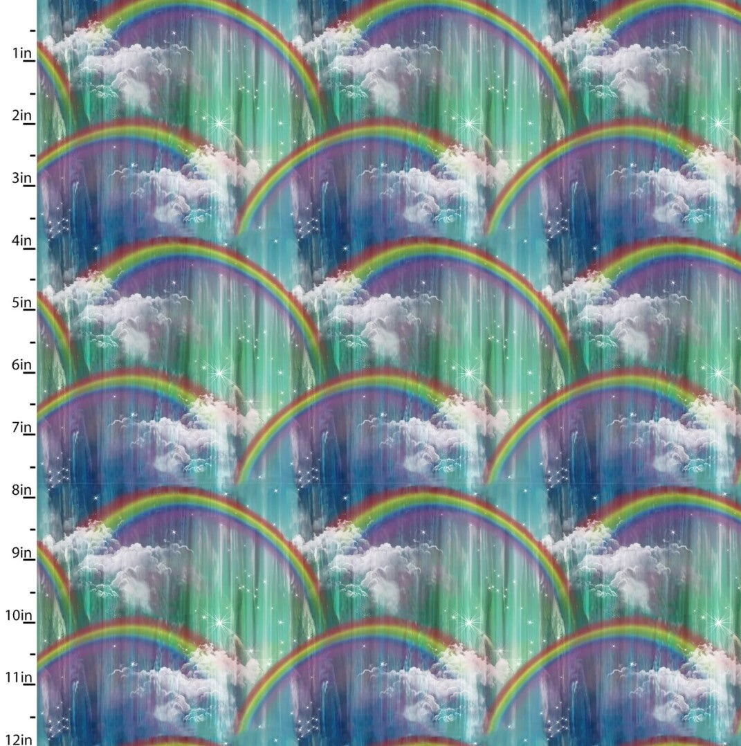 3 Wishes Princess Dreams Rainbow Waterfall 100% Cotton By the Yard Baby