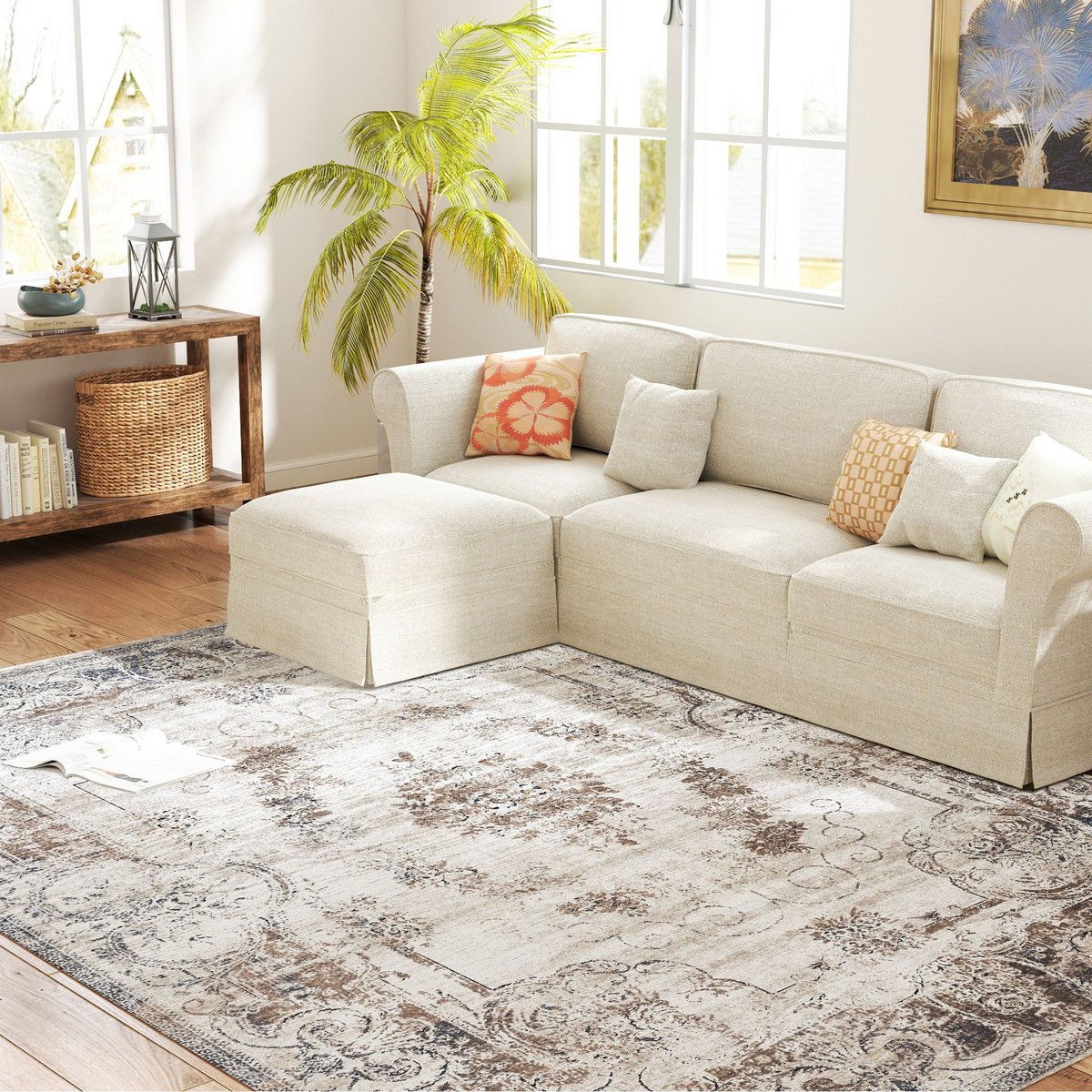 Edge Collections - 5&#x27; x 7&#x27; - Brown - Boho Distressed Area Rug!