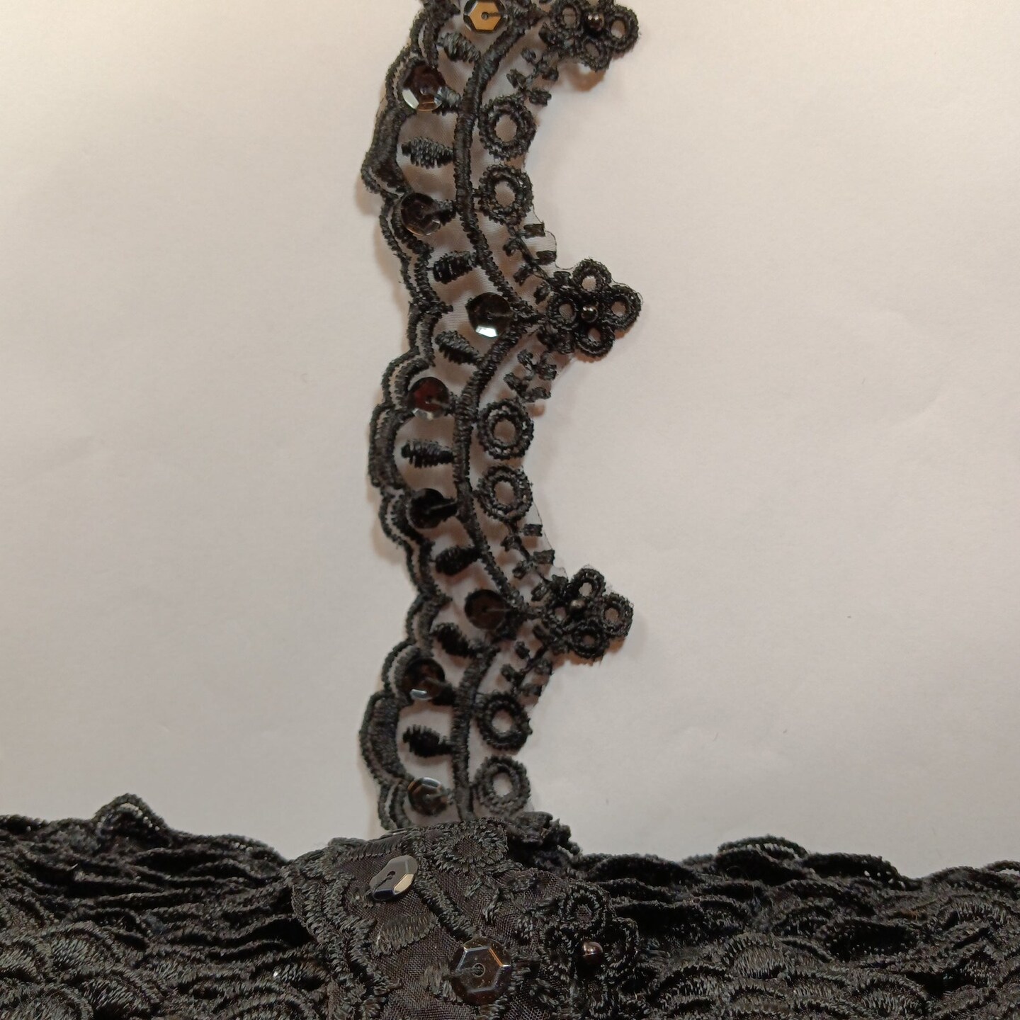 1 Yard Beaded Lace Trimming on Organza | 2.25&#x22; Wide | Decorative Beaded Trim for Bridal, Formalwear &#x26; Costumes