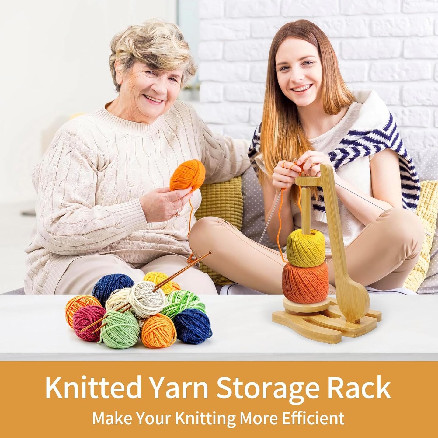 Yarn Holder for Knitting and Crocheting Wooden Yarn Spinner with Magnetic Metal