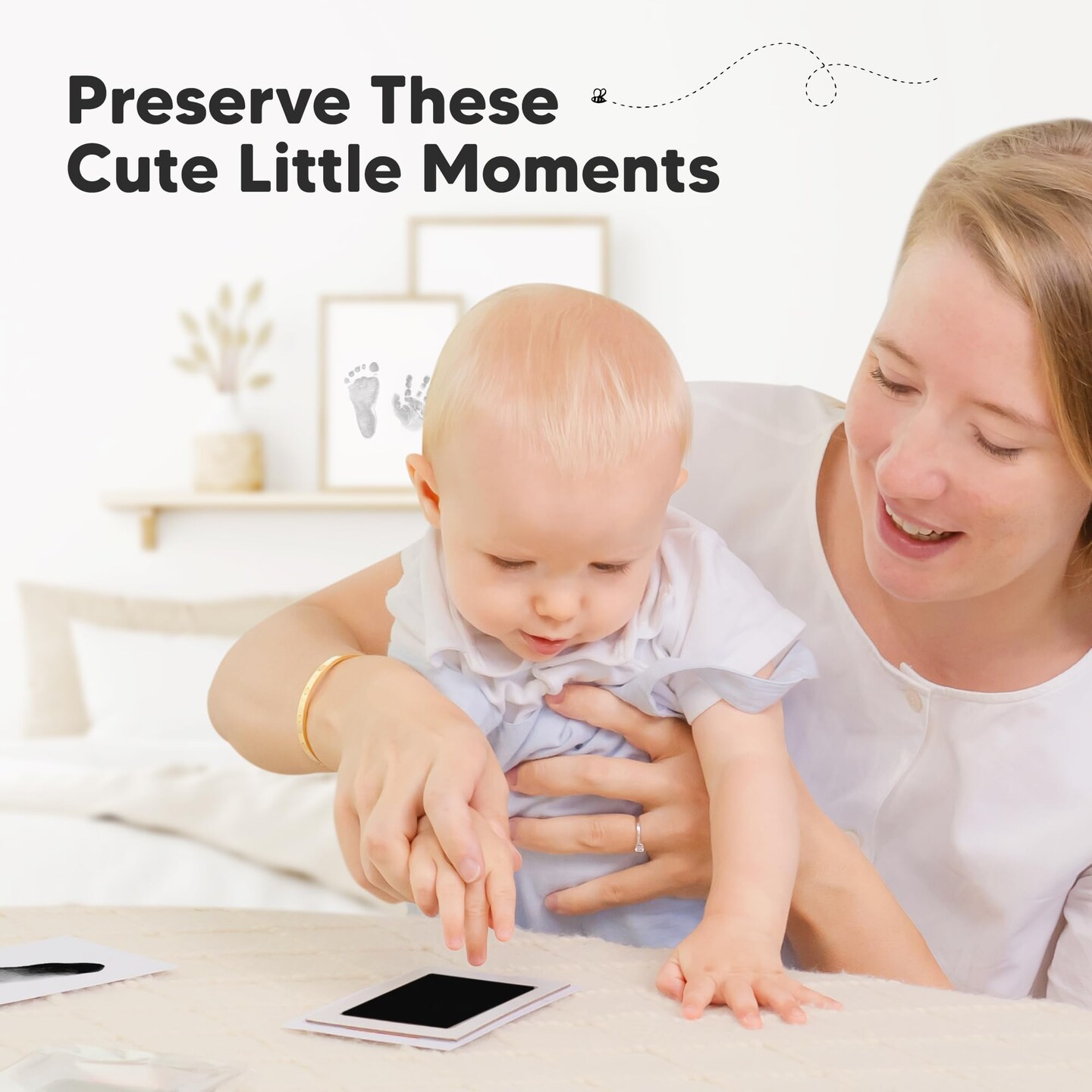 4-Pack Inkless Baby Hand and Footprint Kit - Mess Free Ink Pad for Newborn Keepsake, Dog Nose &#x26; Paw Print Kit, Clean Touch Ink Pad for Baby Hand &#x26; Footprints, Ideal New Mom Gifts (Jet Black)