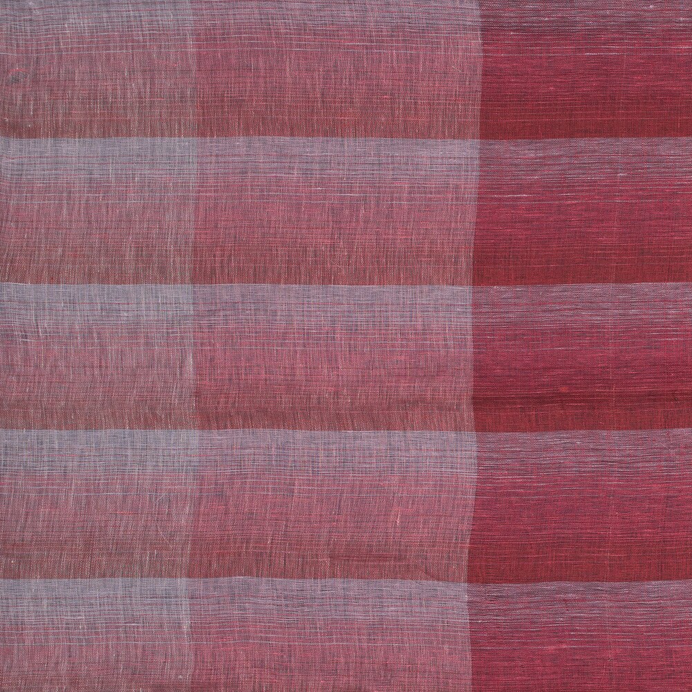 1 Yard Italian Red Pink and White Plaid Linen Scrim Fabric for Pants Blazers and Dresses