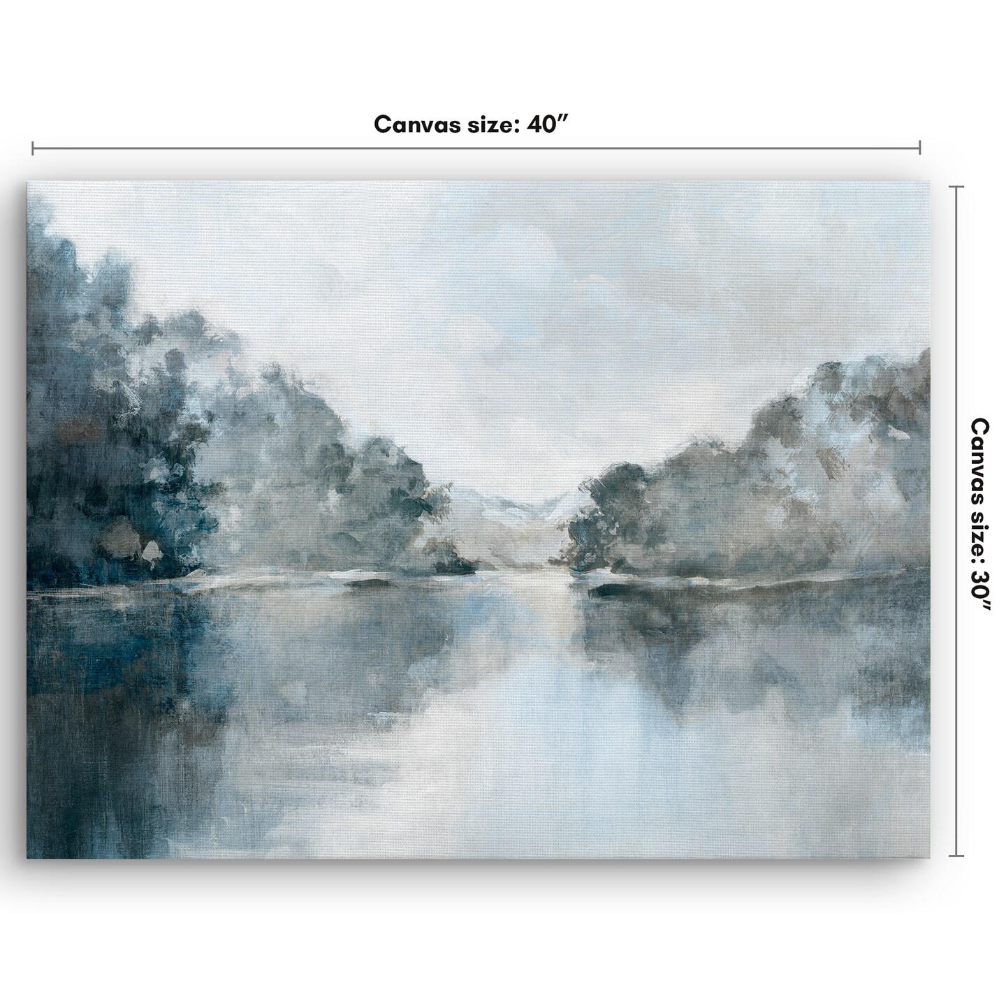 Americanflat Canvas Wall Art Featuring Blue, Grey, Green and White Tones - Gallery Wrap - Lake Landscape Wall Art