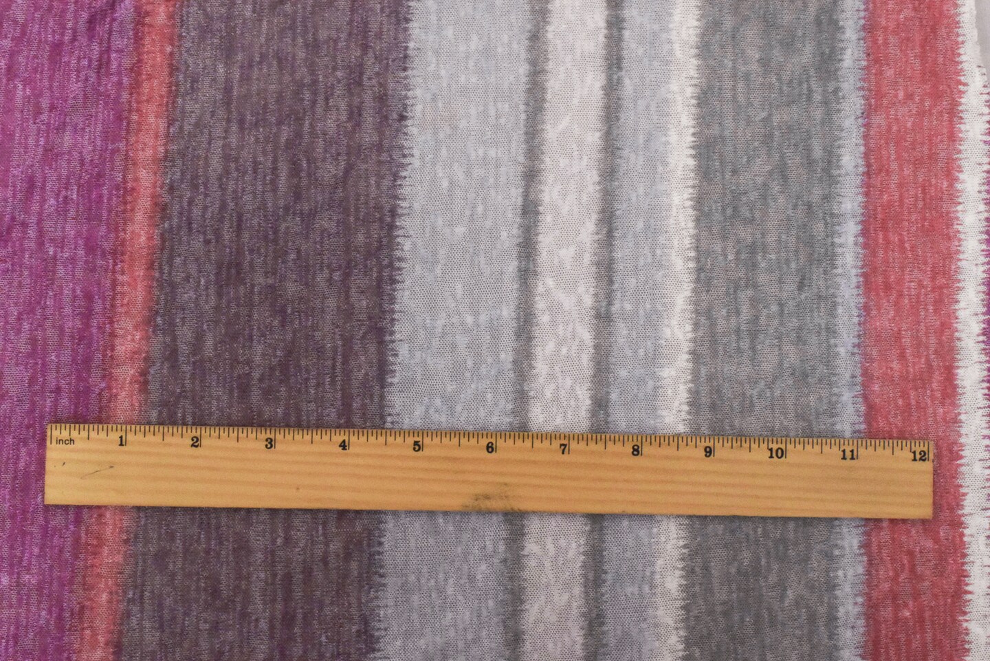 Dusty Purple-Blue-Multi Slub Tie Dye Stripe Stretch Jersey Knit Fabric By the Yard