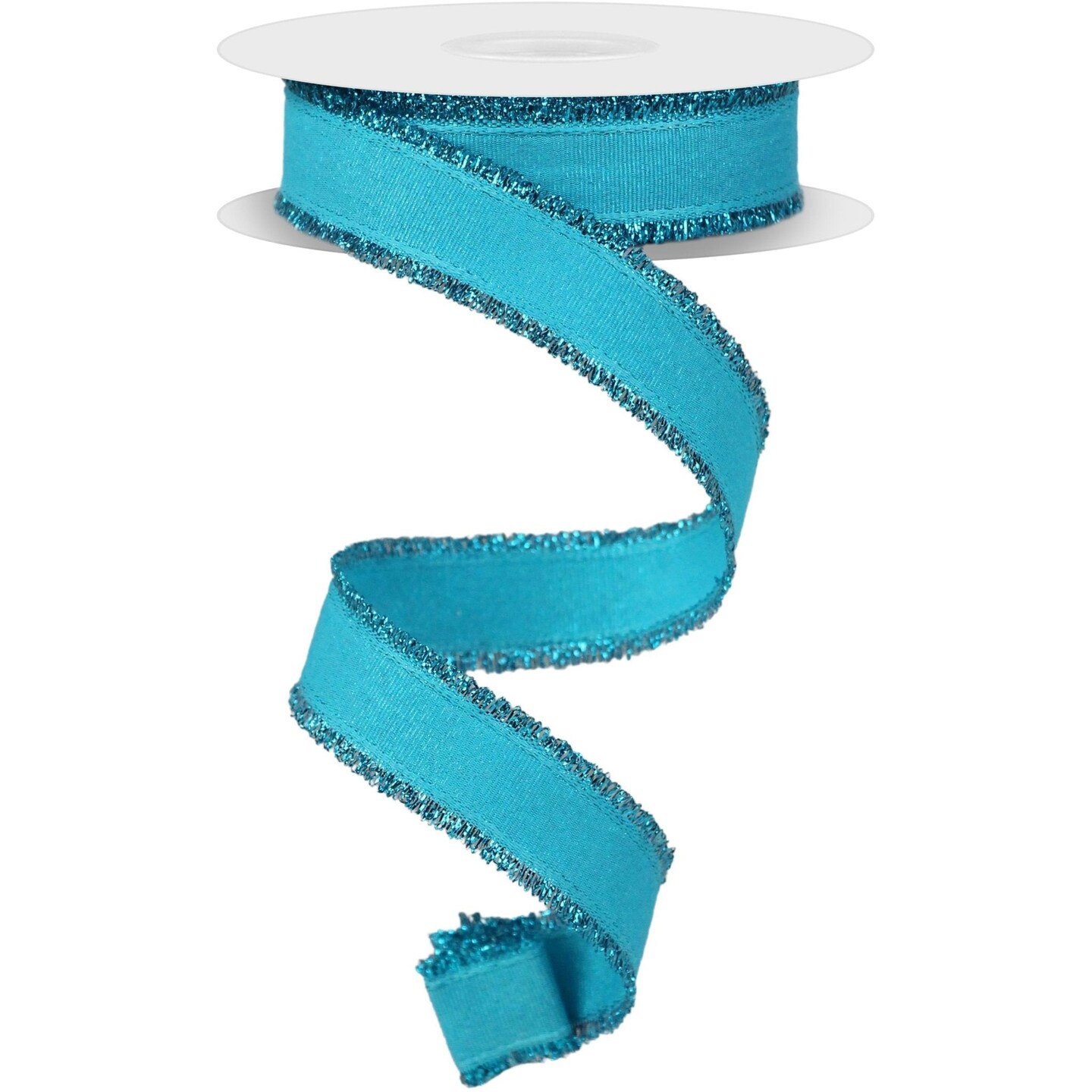 7/8&#x22; Fuzzy Edge Ribbon: Turquoise (10 Yards)
