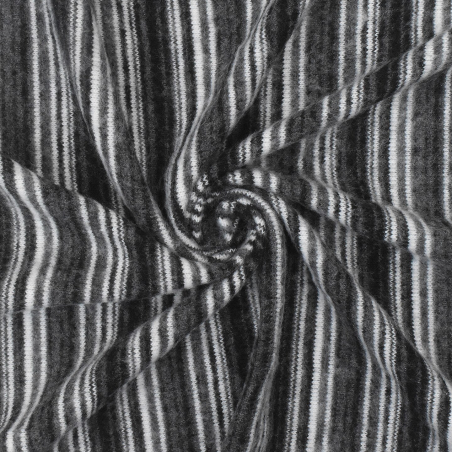 Classic Black-White-Gray Stripe Stretch Brushed Face Jersey Knit Fabric By the Yard