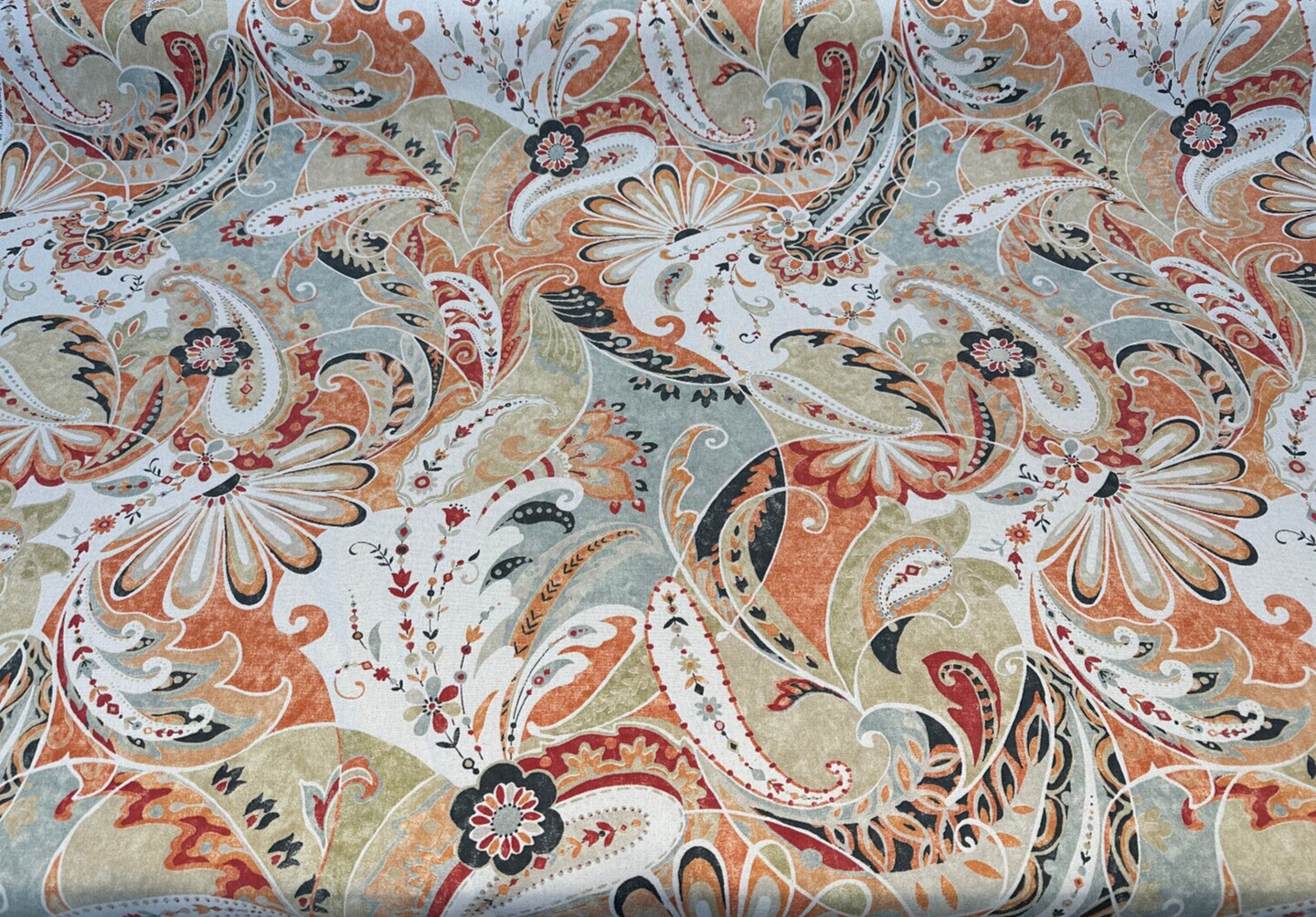1 Yard Coral Paisley Reynard Paradise Upholstery Drapery Fabric 54 Inches Wide
