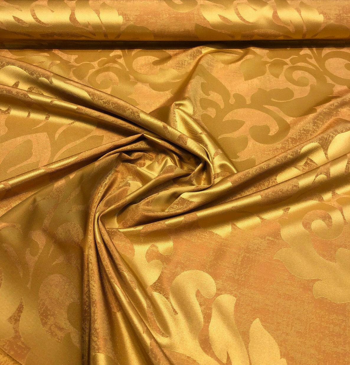 1 Yard Orange Gold Jacobean Reversible Drapery Upholstery Fabric Polyester Medium Weight 56 Inches Wide