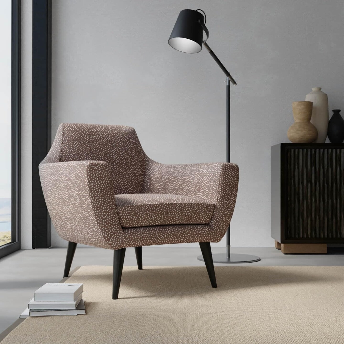 Brown Abstract Animal Print Chenille Woven Pattern Upholstery Fabric by The Yard - SKU: Bauer Mocha