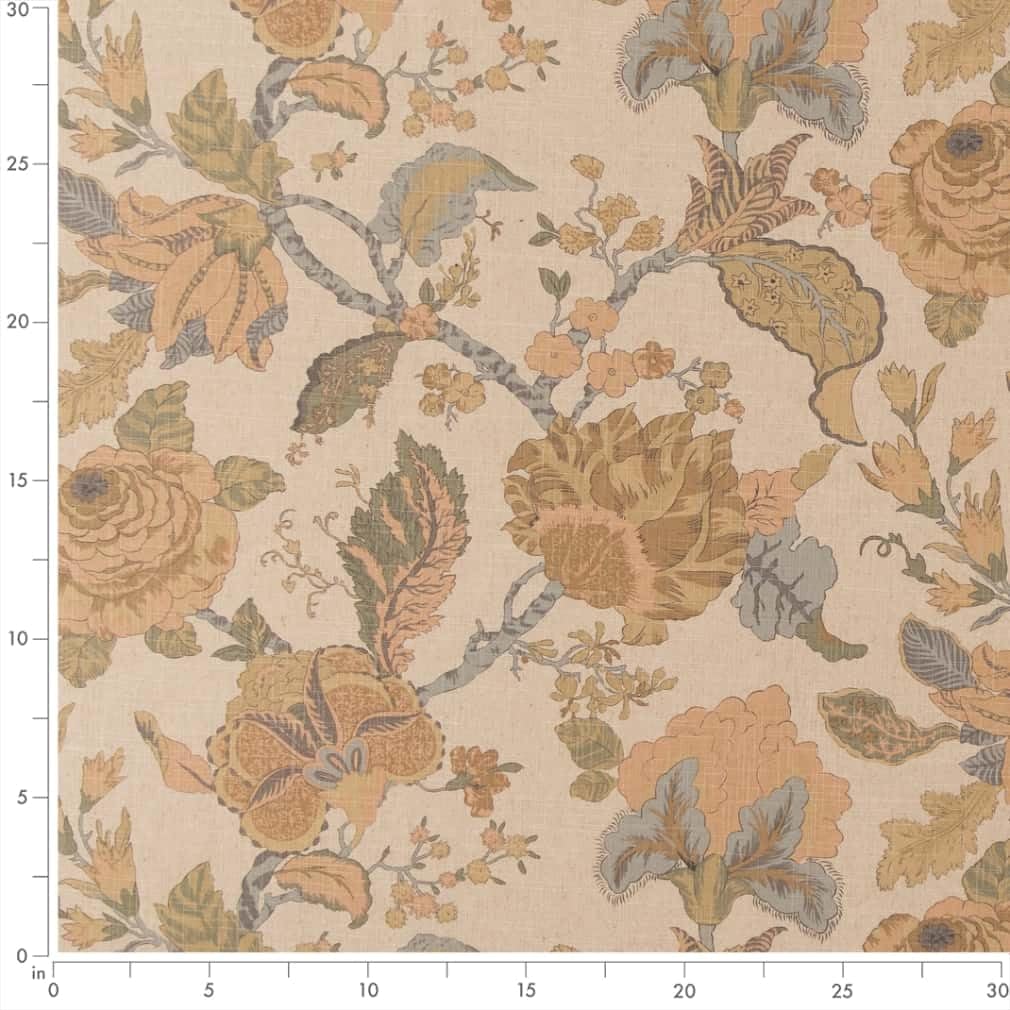 Pink Coral Floral Linen Look Print Upholstery Fabric by The Yard - SKU: Willmar Peony