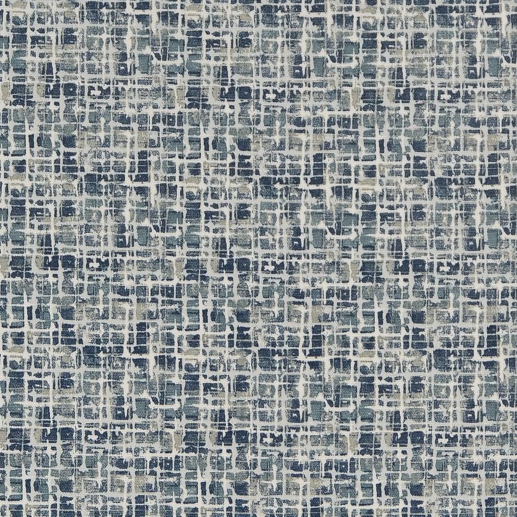 Blue Stain Resistant Performance Pet Friendly Abstract Small Scale Print Upholstery Fabric by The Yard - SKU: Milan Coastal