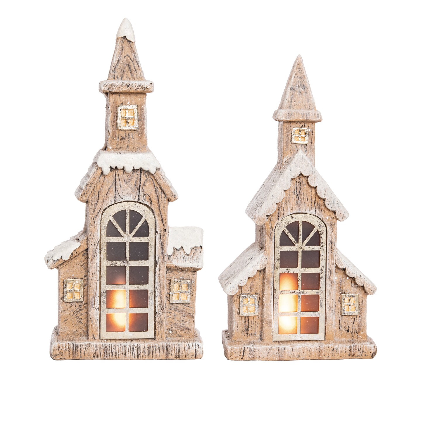 Resin Light Up Snowy Steeple Set of 2 Christmas Decor | Michaels