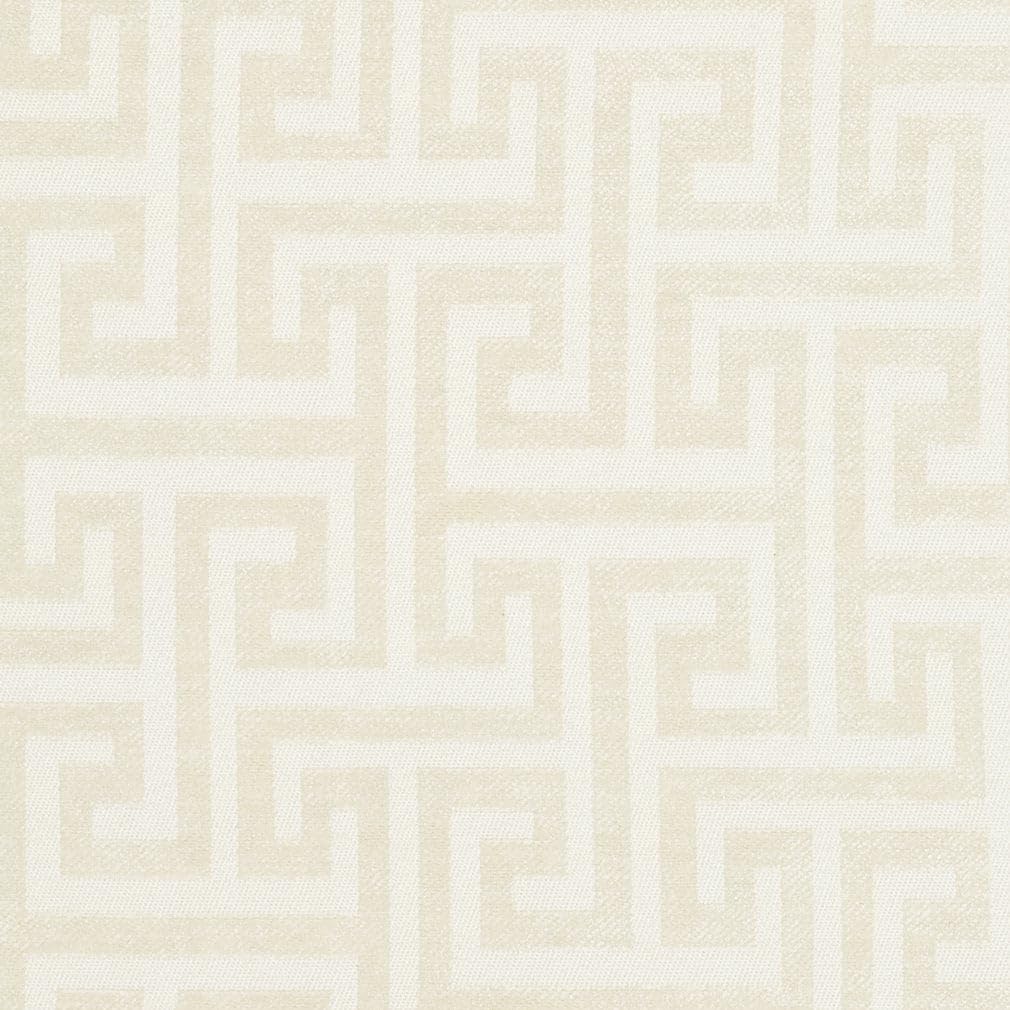 White Greek Key Geometric Woven Pattern Upholstery Fabric by The Yard - SKU: Kendrick Cream