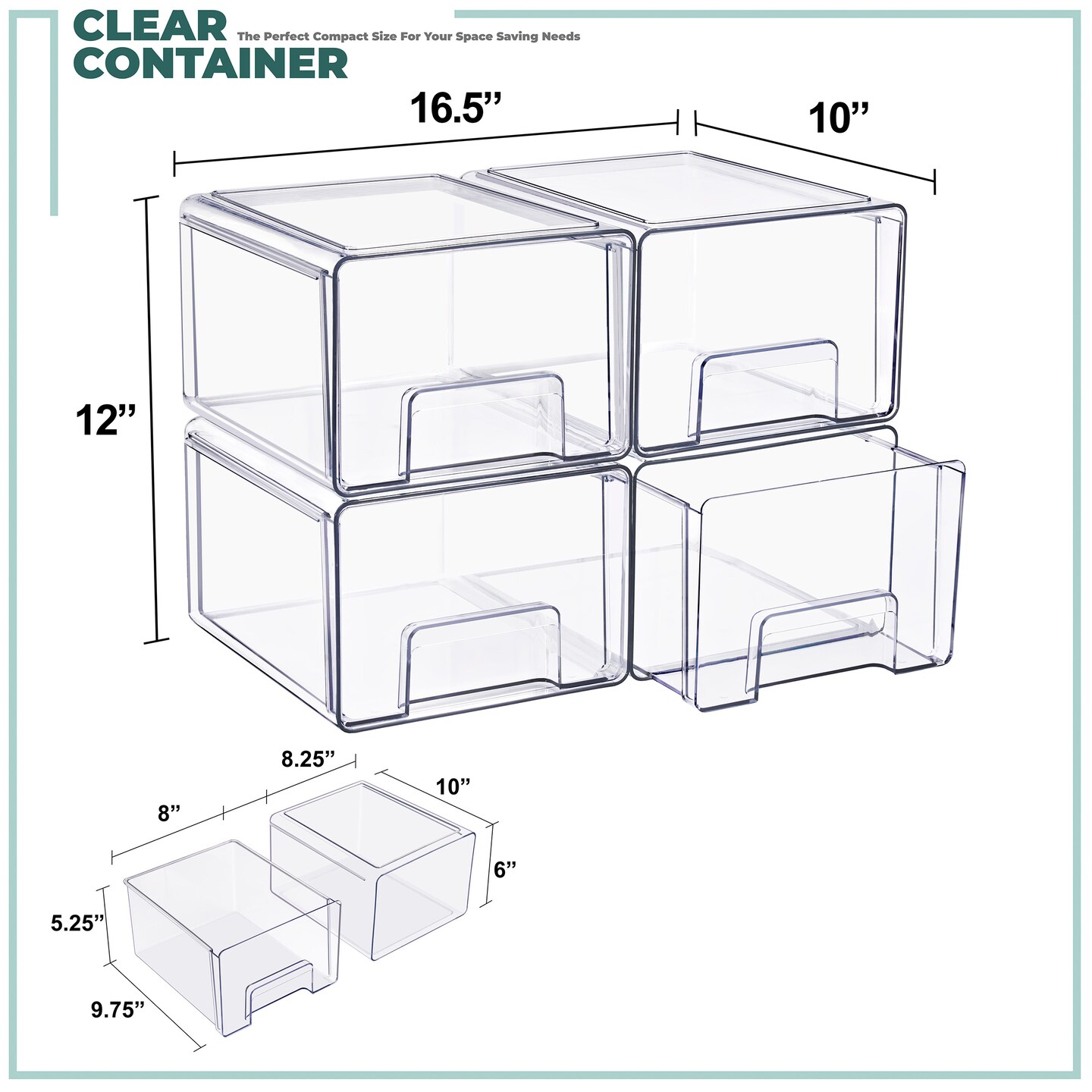Sorbus Clear Stackable Storage Drawers Case with Handles - for Bathroom, Closet, Pantry, Cabinet, Medicine & Baby Bottle Storage