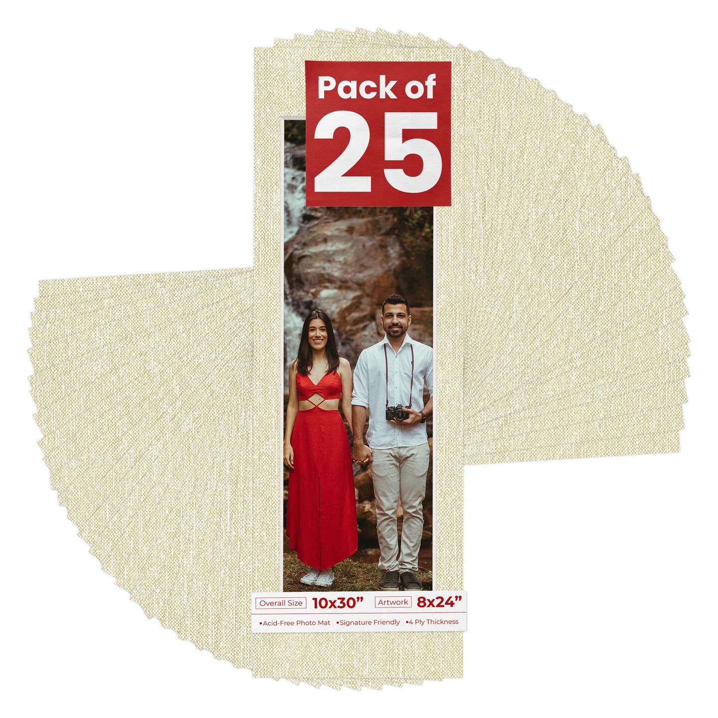 Off White Canvas Mat Board for 10x30 Frames - Fits 8x24 Photos