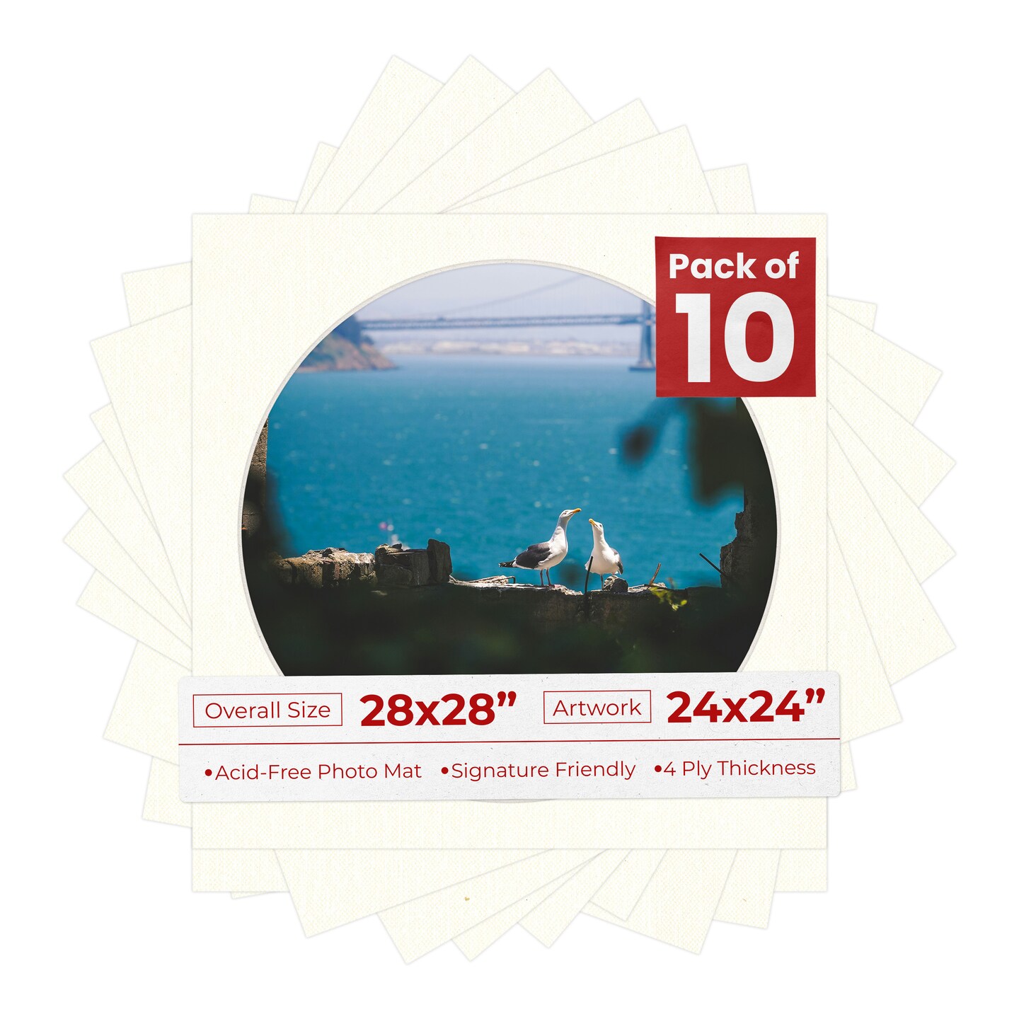 Beige Canvas Mat Board for 28x28 Frames - Circle Opening for 24x24 ...