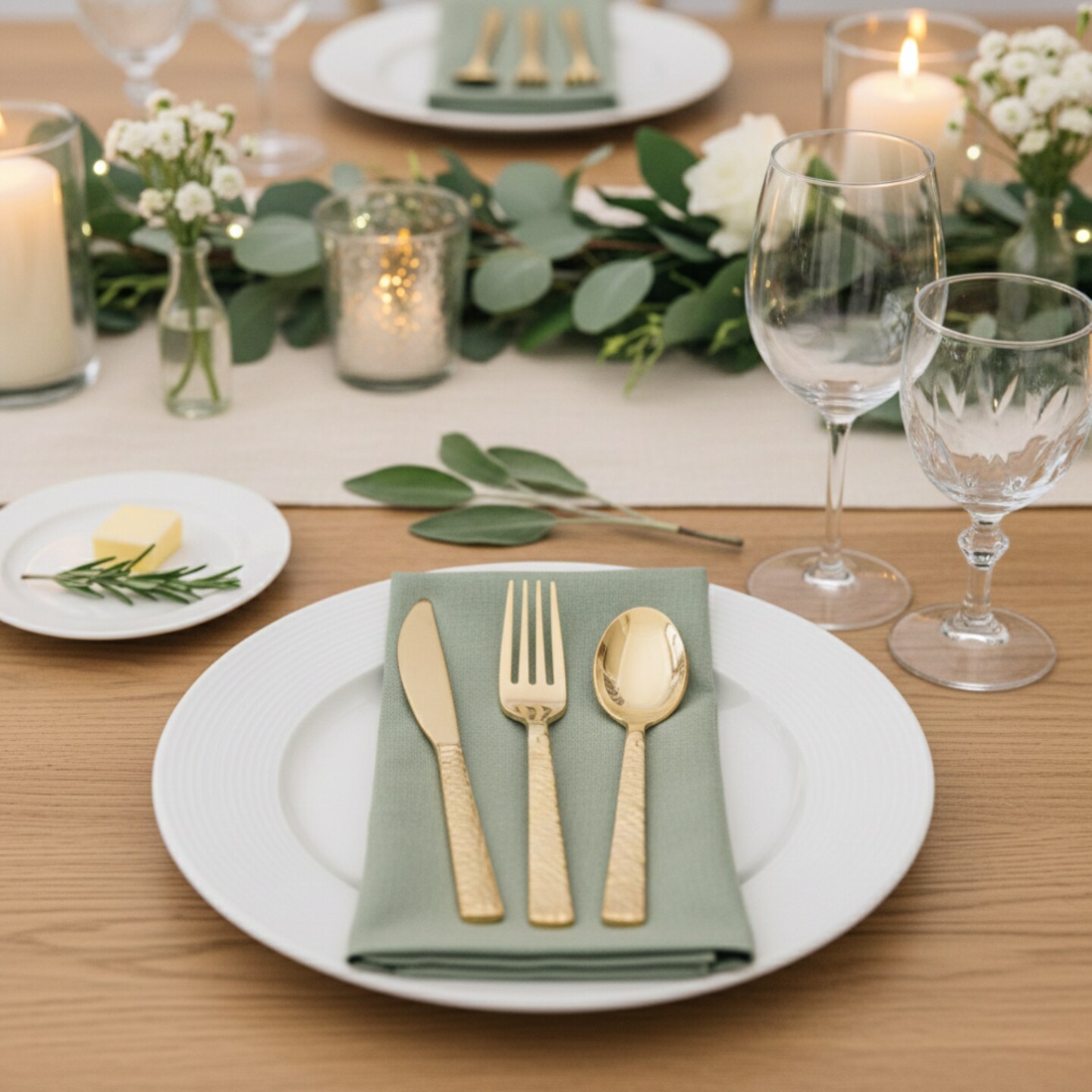 150 Piece Gold Hammered Finish Plastic Cutlery Utensil Set - Metallic Plastic Silverware Set (50 Sets)