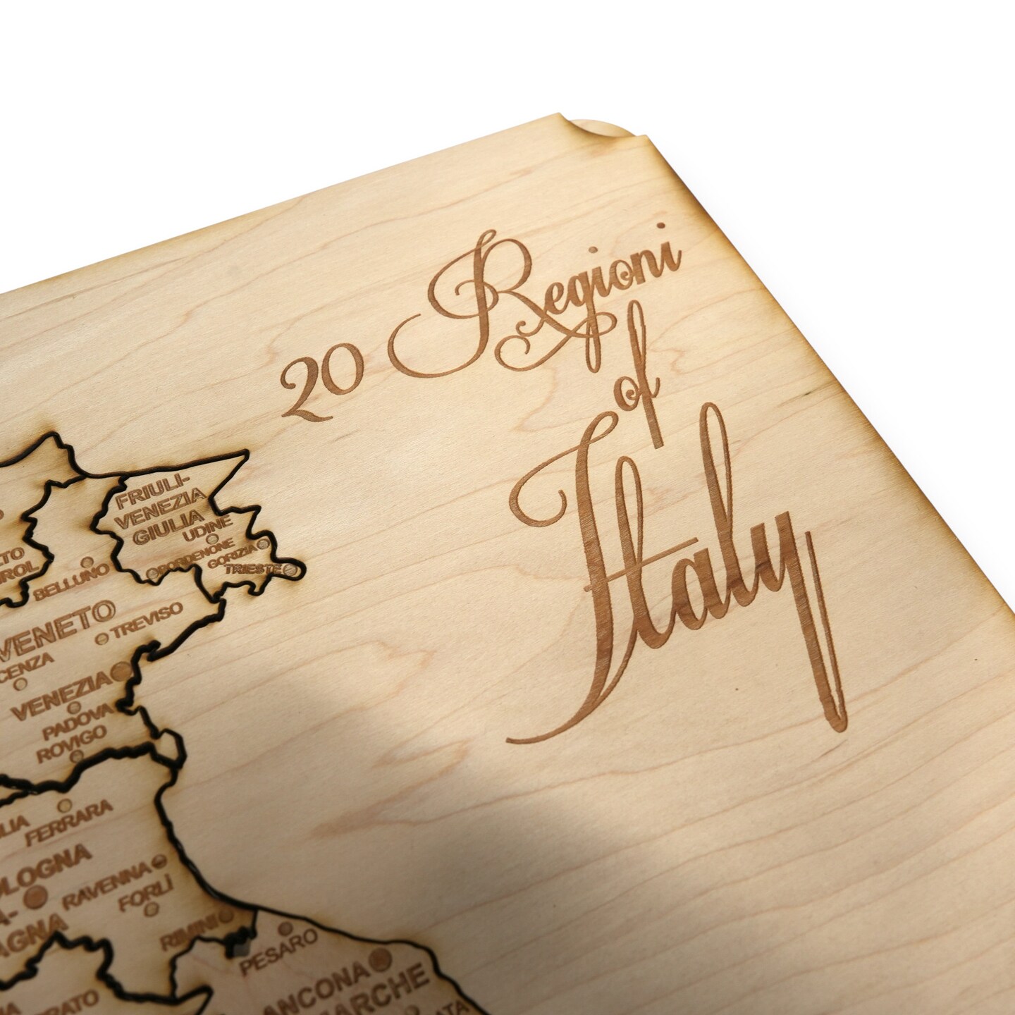 Italy Map - Puzzle Map - Art Kit - Raw Wood 18x12 Inches - 21 pieces - With Stand