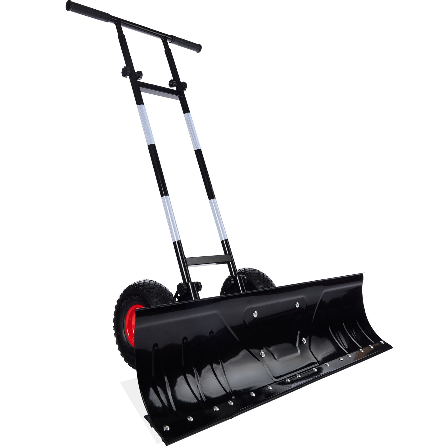 Best Choice Products 36in Hand Snow Pusher w/ 2 Wheels, Adjustable Handle, Blade Angle, Reflective Tape