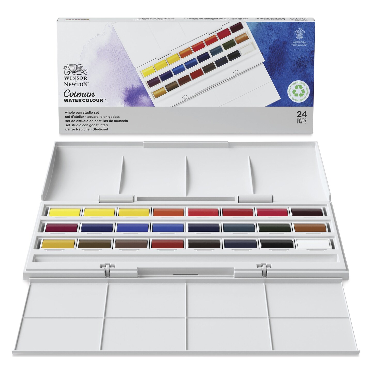 Winsor & Newton Cotman Watercolors- Studio Set of 24, Assorted Colors, Full Pans