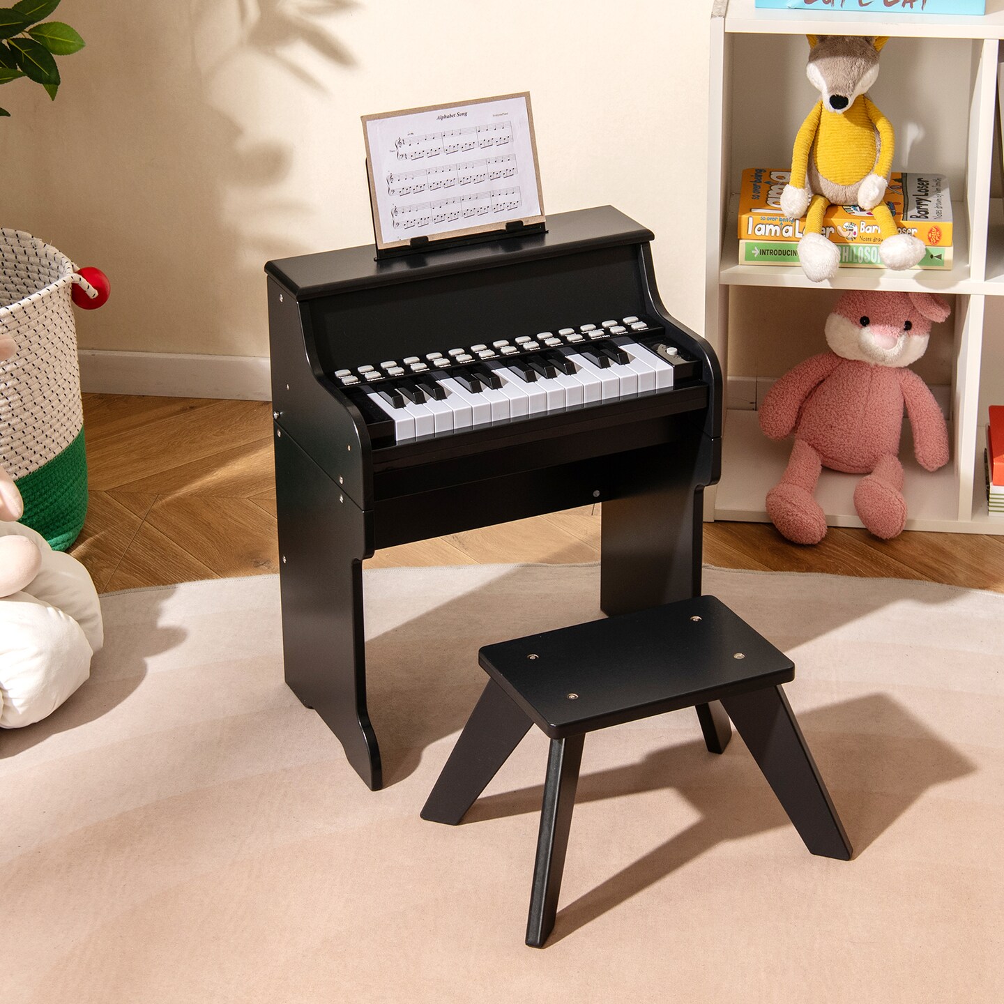 Mini 25-Key Kids Piano with Stool, Adjustable Speed, Volume, and Record/Playback Feature