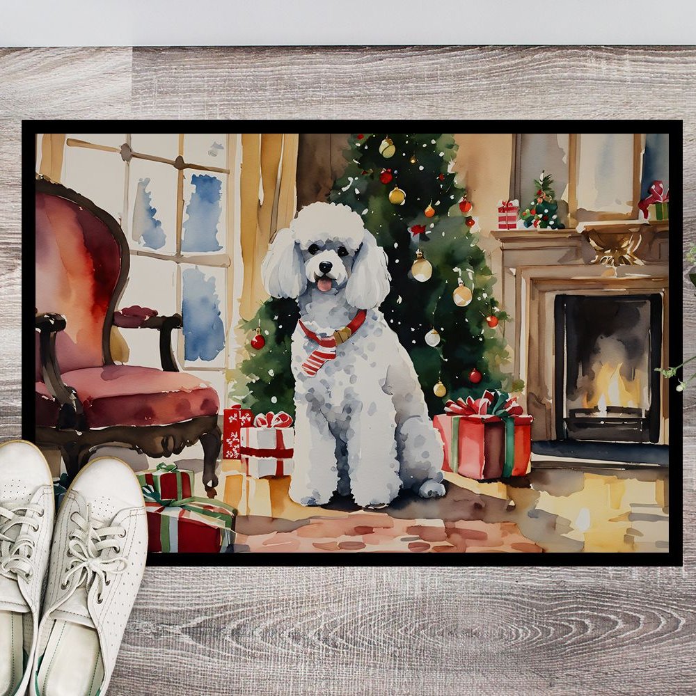 Edge Collections – 24" X 36" – Poodle Cozy Christmas Front Doormat Indoor Outdoor Rugs – 1 Piece