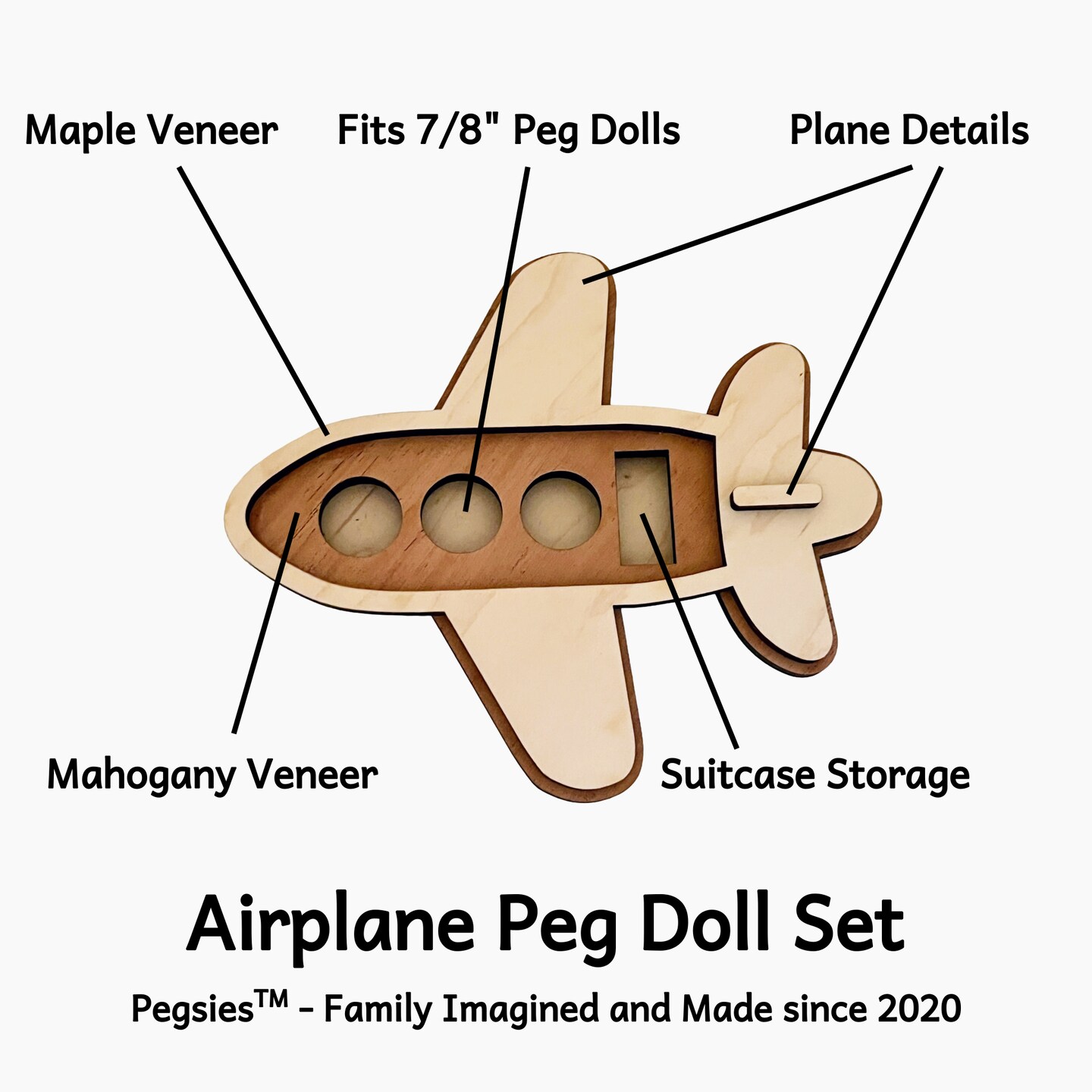 Airplane Peg Doll Set by Pegsies&#x2122;