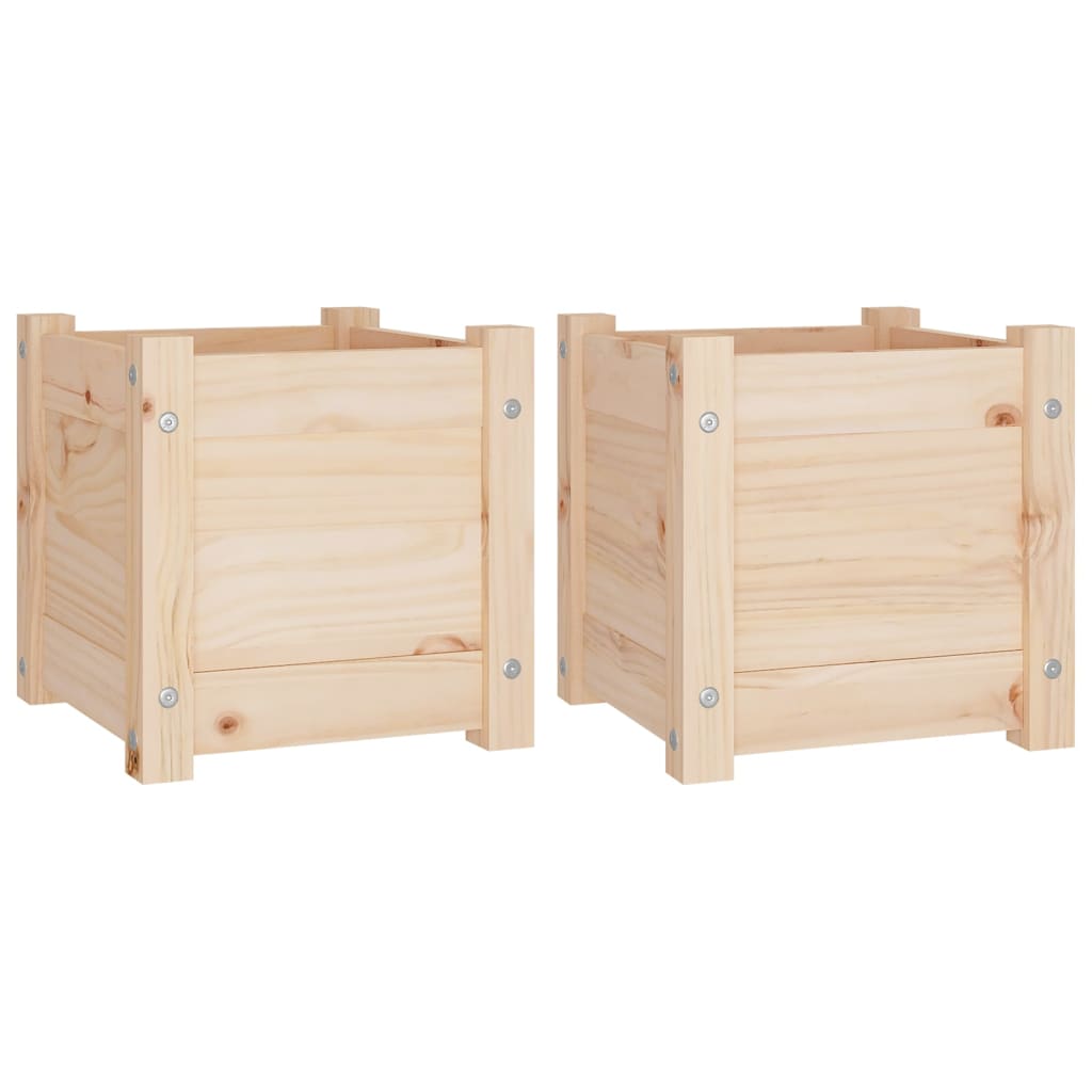 vidaXL Planter Set of 2 Natural Wood Solid Pine wood 12.2 in Planters