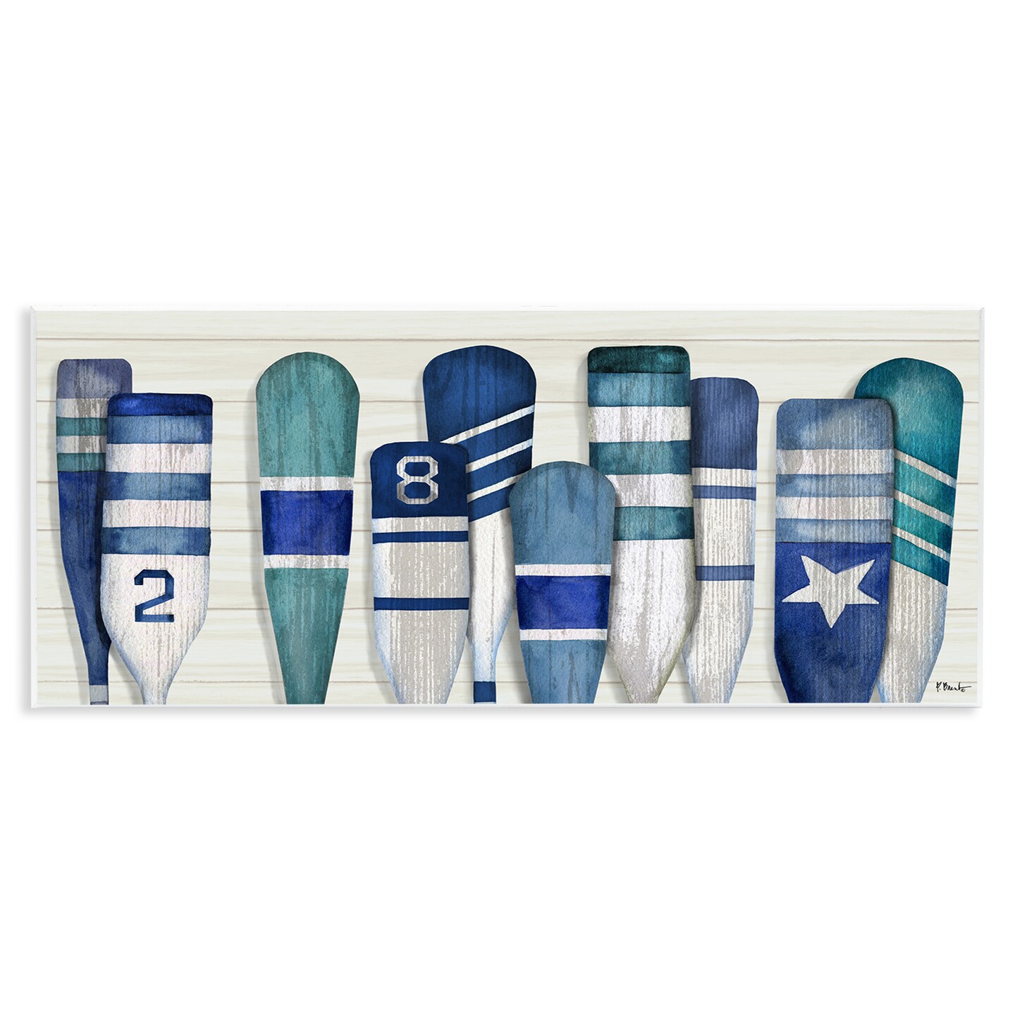 Stupell Industries Port Oars Nautical Blue Patterns Wall Plaque Art