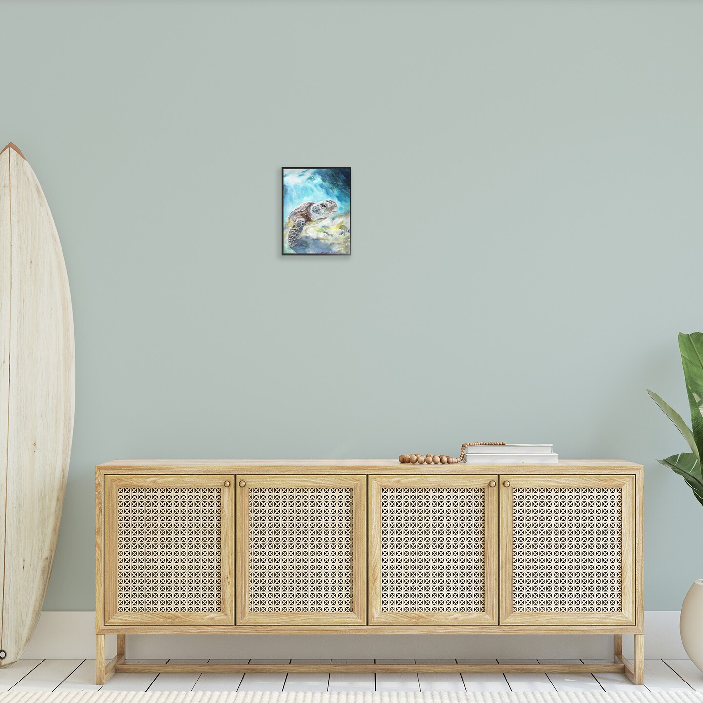 Stupell Industries Sea Turtle Ocean Watercolor Framed Giclee Art