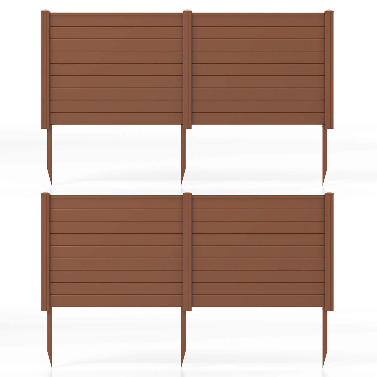 Costway 2/4 Pack 48" x 37.5" Air Conditioner Fence Screen Panel Kit with 3 Ground Stakes Brown
