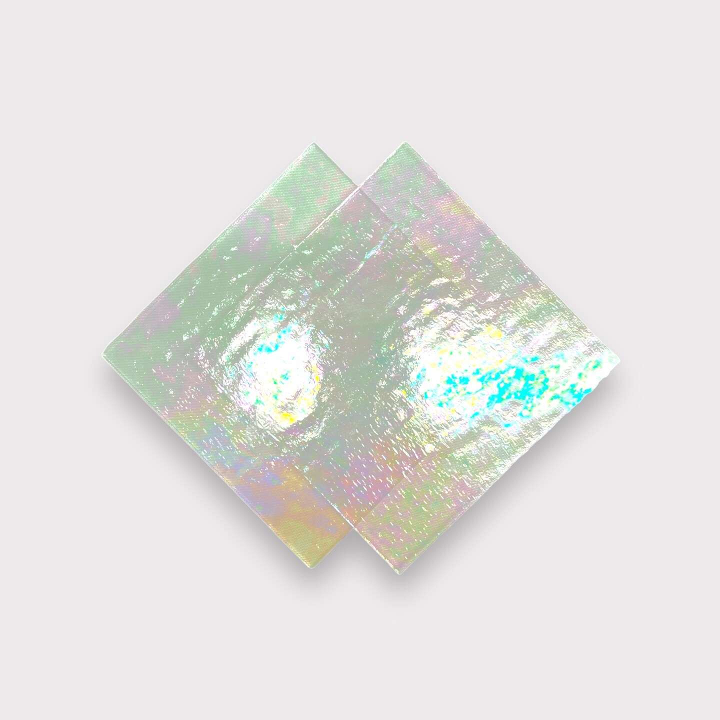 Crystal Clear Luminescent COE 96 Fusible Glass Sheets / Mosaic Squares - 2 Pack