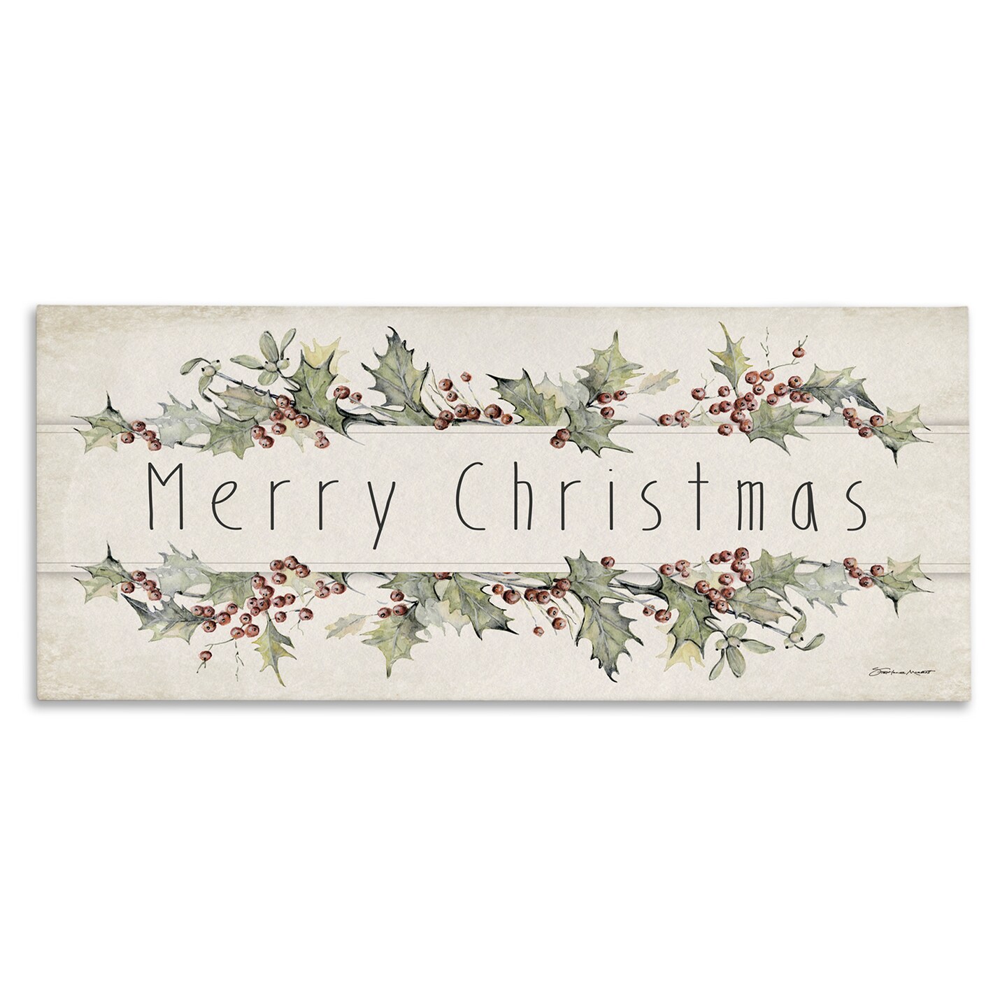 Stupell Industries Vintage Merry Christmas Sentiment Canvas Wall Art